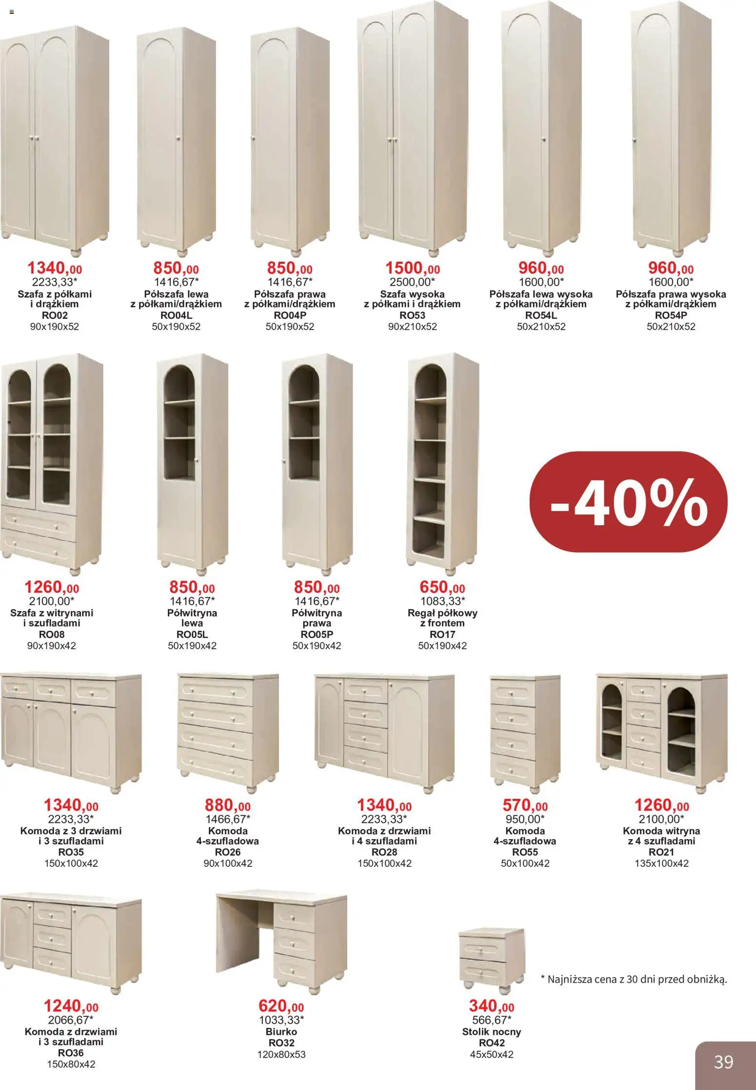 Bodzio Katalog od 01.08.2026 | Strona: 39 | Produkty: Komoda, Stolik nocny, Biurko, Witryna