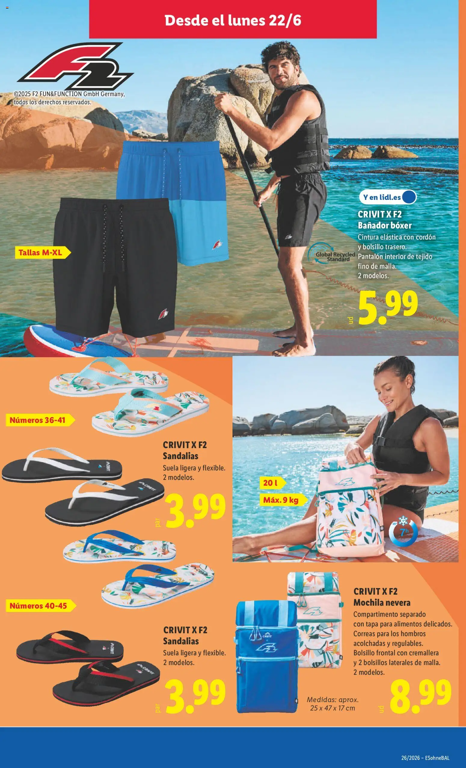 Lidl folleto de bazar │ válido desde el 22.06.2026 | Página: 13 | Productos: Sandalias, Mochila, Nevera, Κούβα