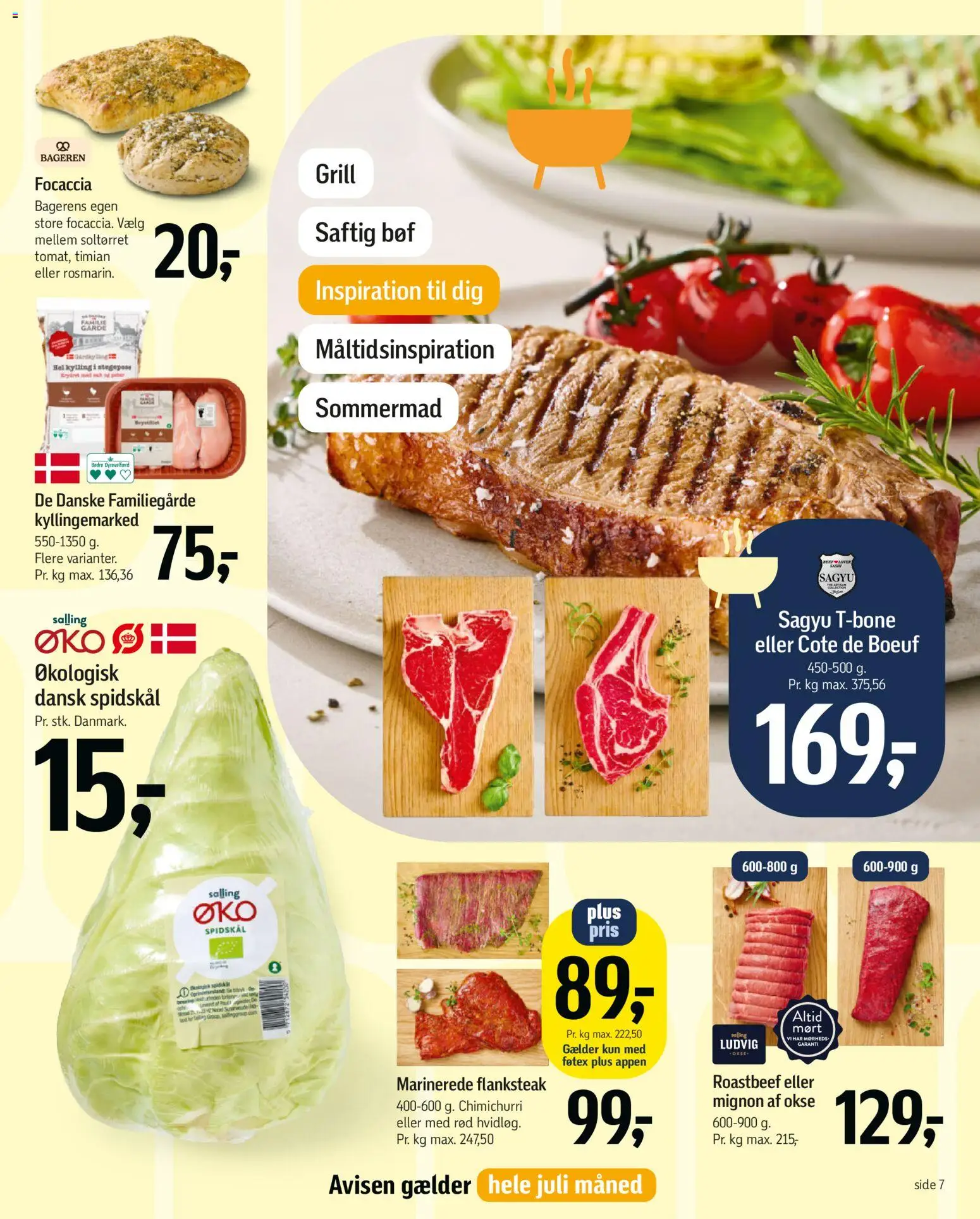 Føtex tilbudsavis – gyldig fra 26/06/2026 | Side: 7 | Produkter: Roastbeef, Spidskål, Focaccia, Grill