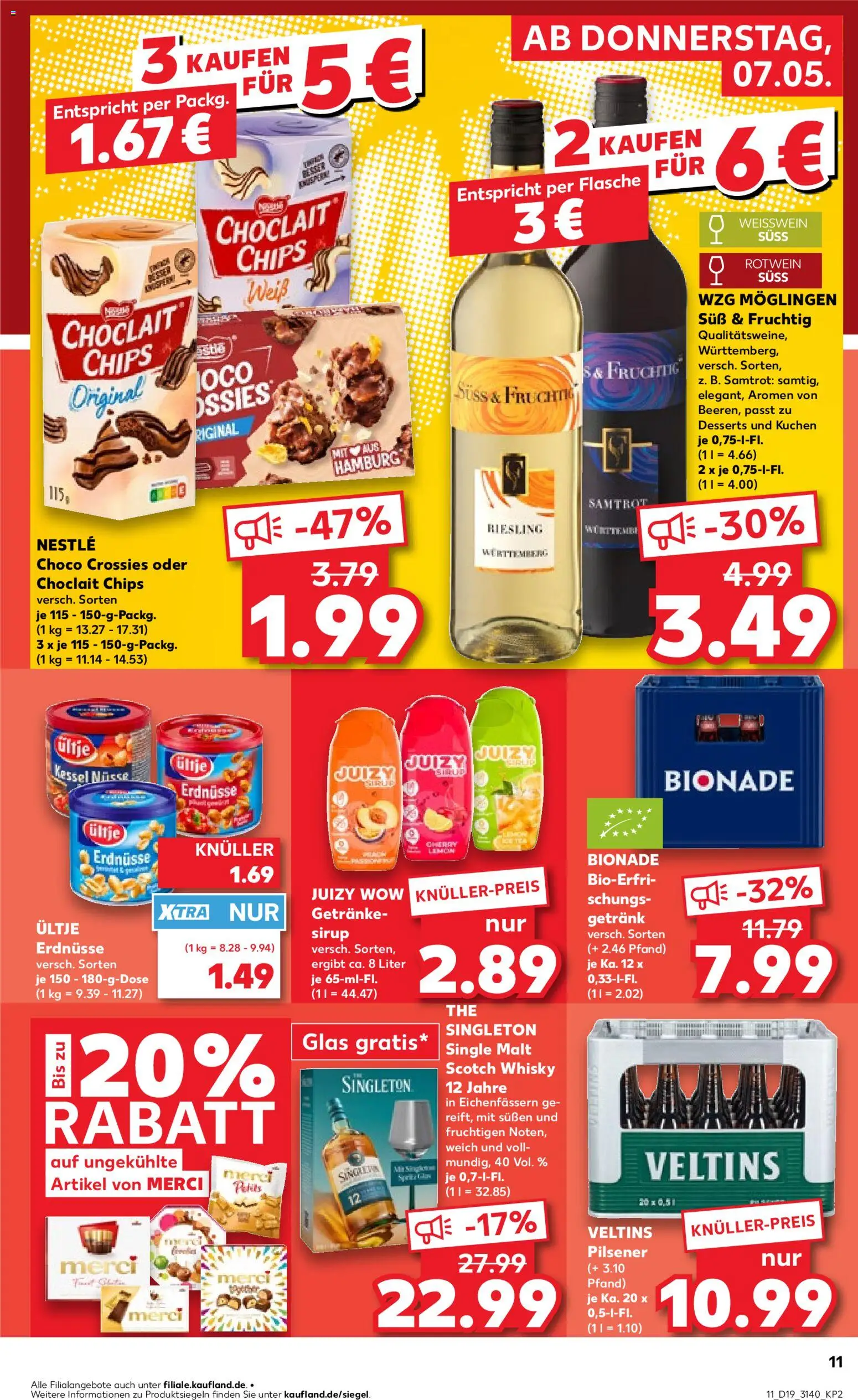 Kaufland Prospekt Leipzig	 – gültig ab 07.05.2026 | Seite: 11 | Produkte: Erdnüsse, Weißwein, Bionade, Sirup