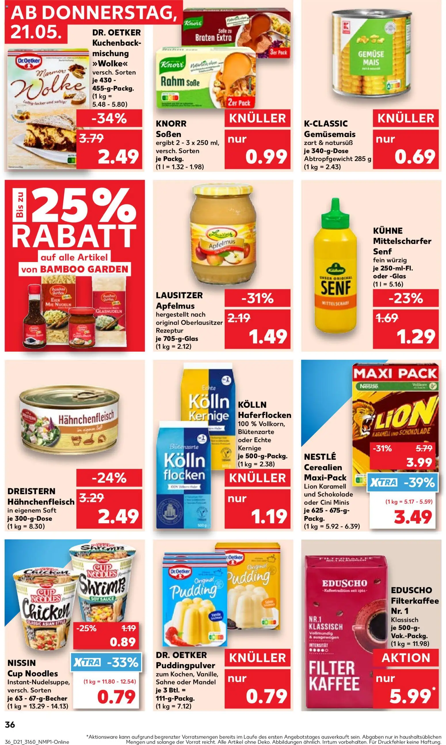 Kaufland Prospekt Frankfurt (Oder)	 – gültig ab 21.05.2026 | Seite: 36 | Produkte: Kolln haferflocken, Gemüse, Soße, Flocken