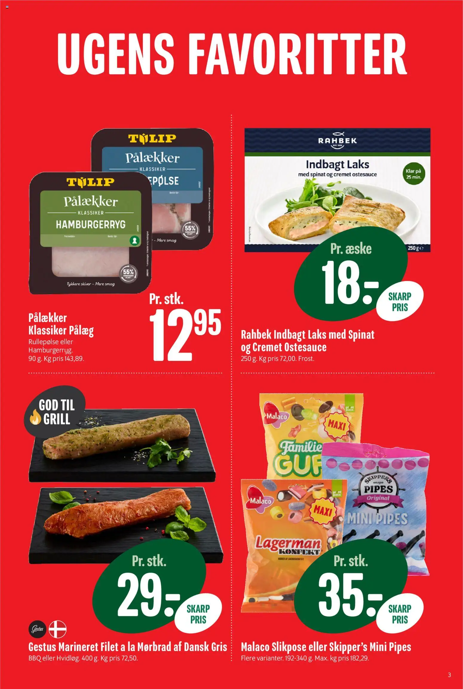 Min Købmand tilbudsavis – gyldig fra 31/07/2026 | Side: 3 | Produkter: Pålæg, Hamburgerryg, Spinat, Laks