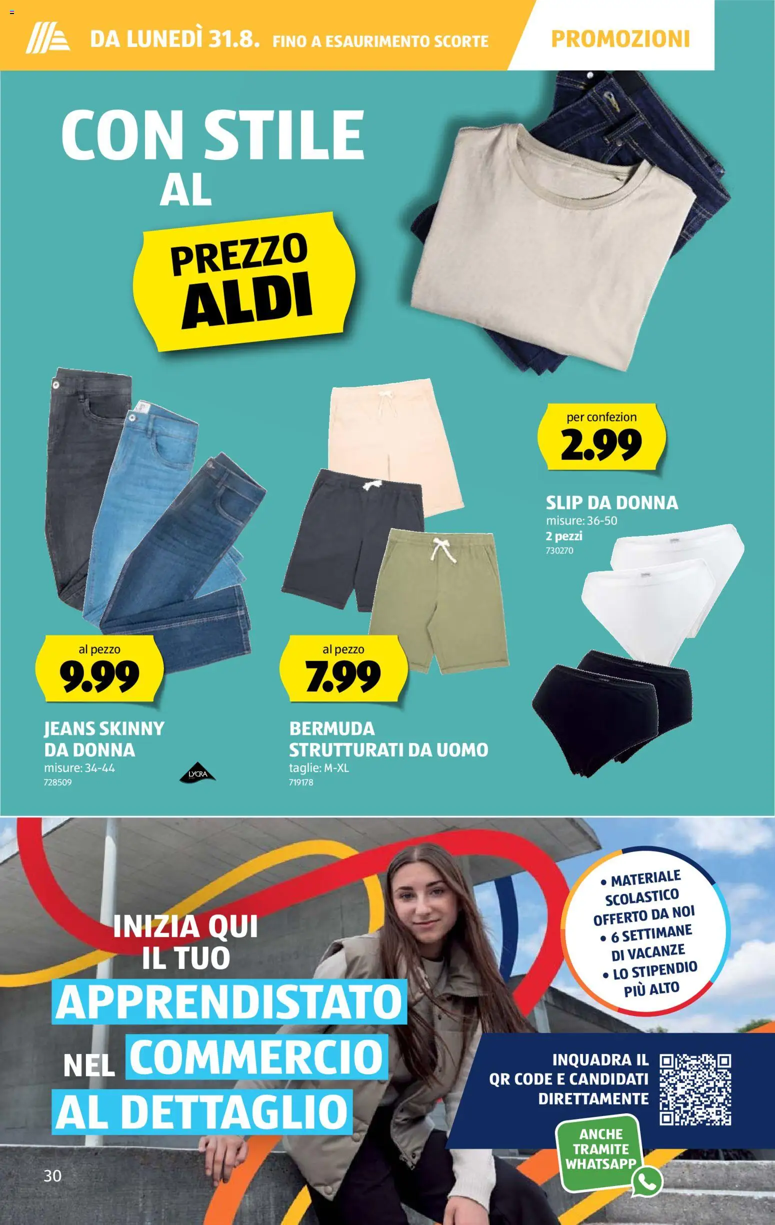 Aldi aktionen IT – gültig ab 27.08.2026 | Seite: 30 | Produkte: Slip, Jeans, Bermuda
