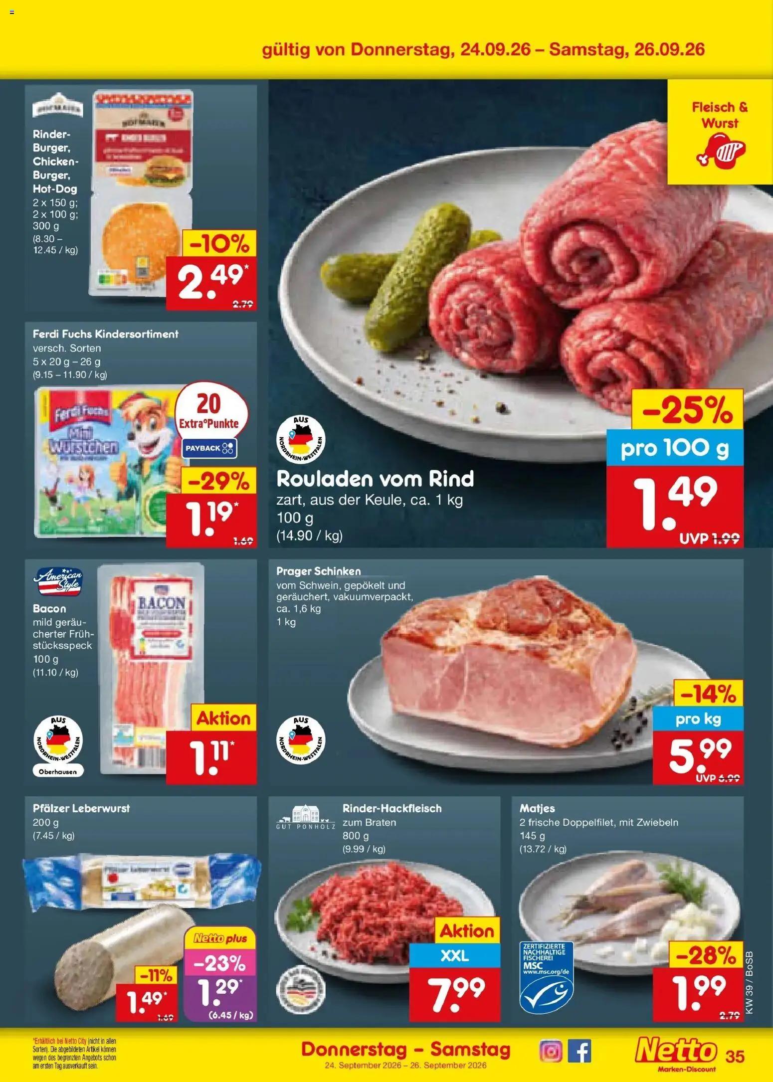 Netto Marken-Discount Prospekt Bochum – gültig ab 21.09.2026 | Seite: 49 | Produkte: Zwiebeln, Wurst, Schinken, Fleisch