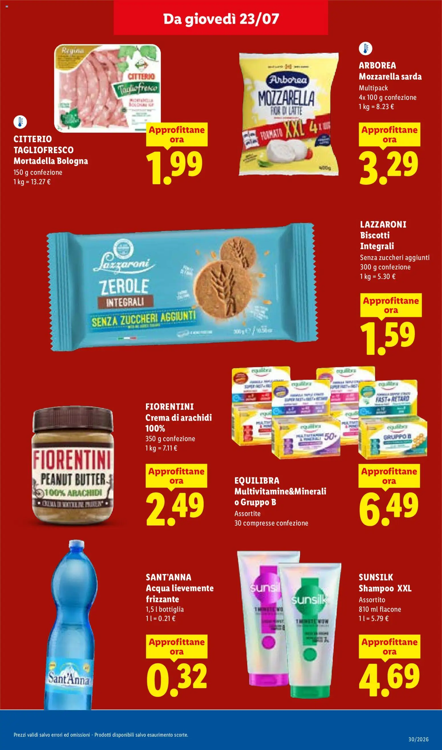 Volantino Lidl del 23/07/2026 | Pagina: 23 | Prodotti: Acqua, Taglio, Latte, Arachidi