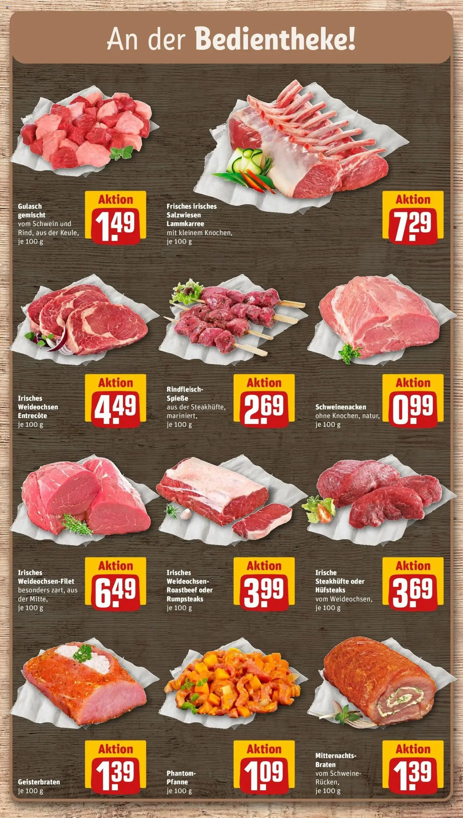 REWE Prospekt ab 26.10.2026 zum Blättern » Angebote | Seite: 8 | Produkte: Schweinenacken, Entrecote, Gulasch, Rindfleisch