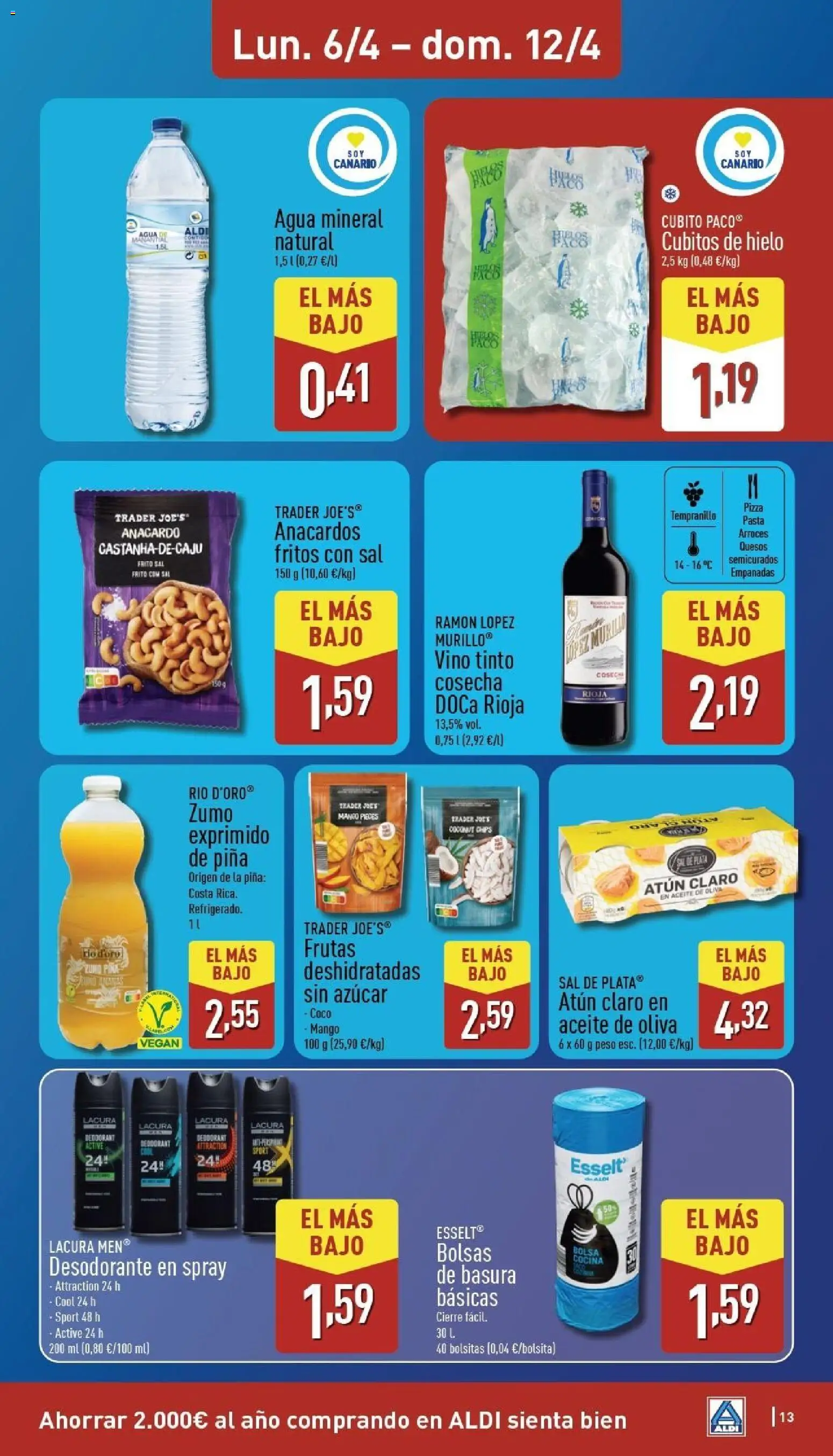 Aldi folleto Canarias │ válido desde el 06.04.2026 | Página: 13 | Productos: Pizza, Vino, Ρούτερ, Atún claro
