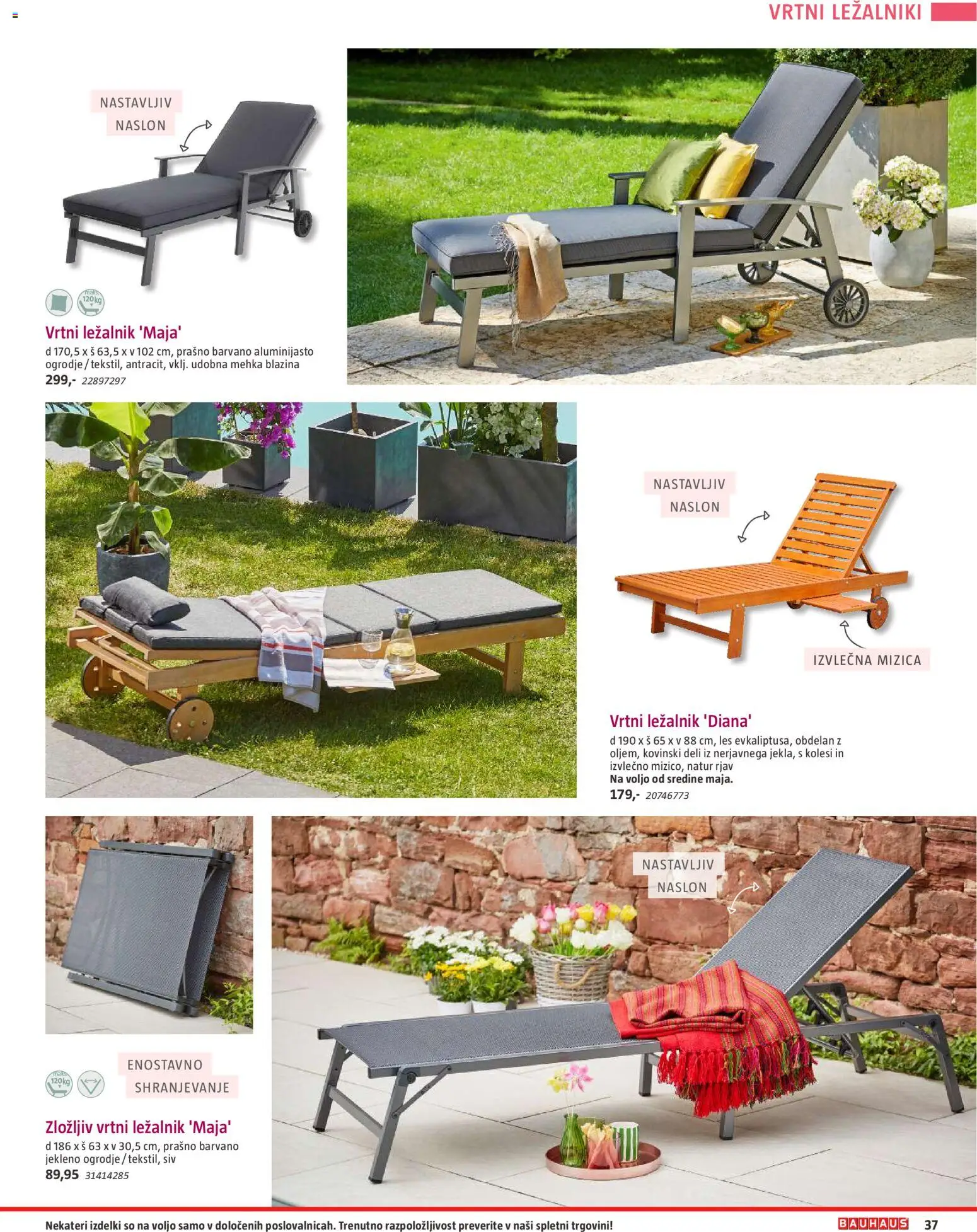 Novi Bauhaus katalog ponudbe – veljaven od 28.09.2026 | Stran: 37 | Izdelki: Ležalnik, Mizica, Blazina