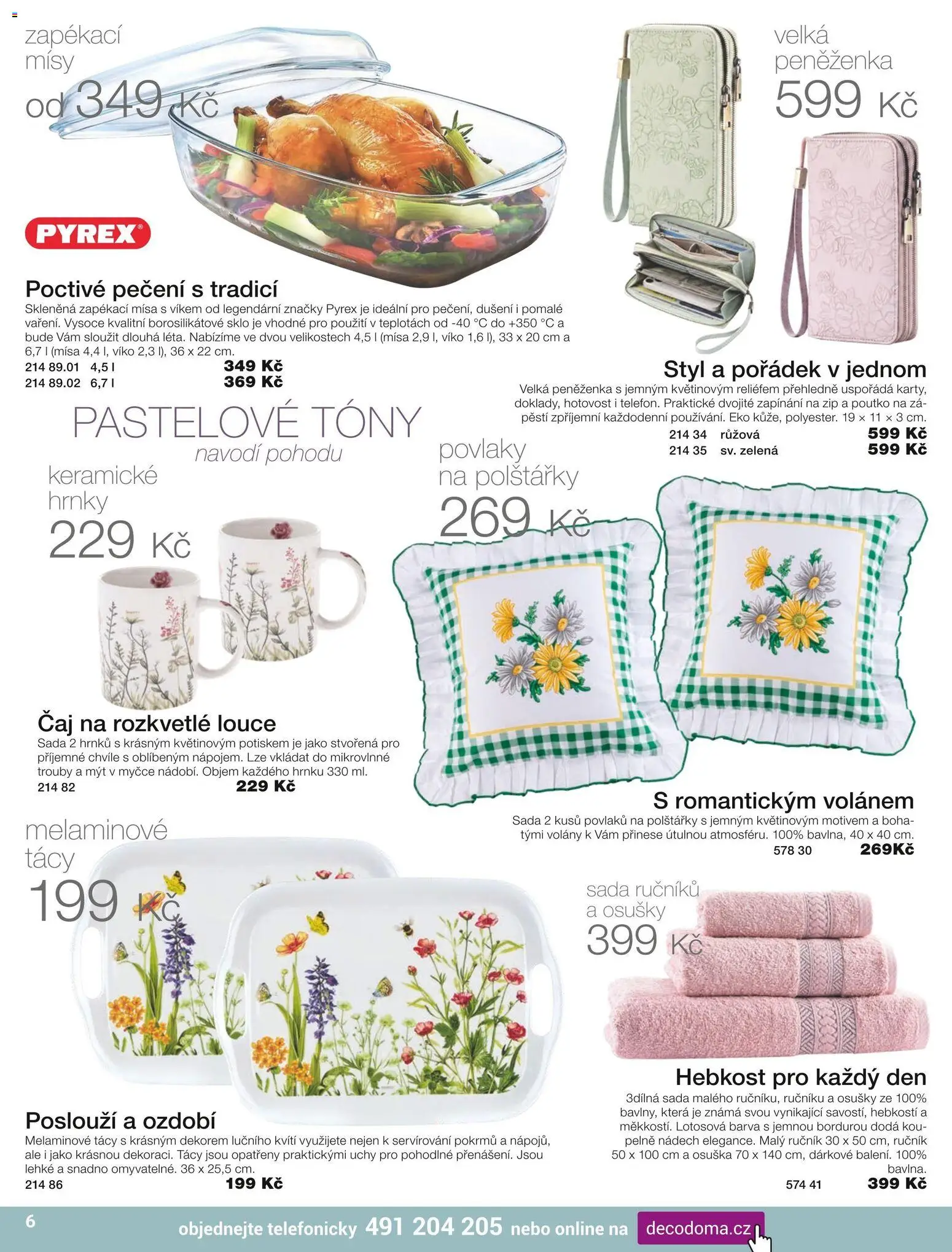 Decodoma katalog Podzim 2026 od 01.09.2026 | Strana: 6 | Produkty: Polštářky, Čaj, Peněženka, Osušky