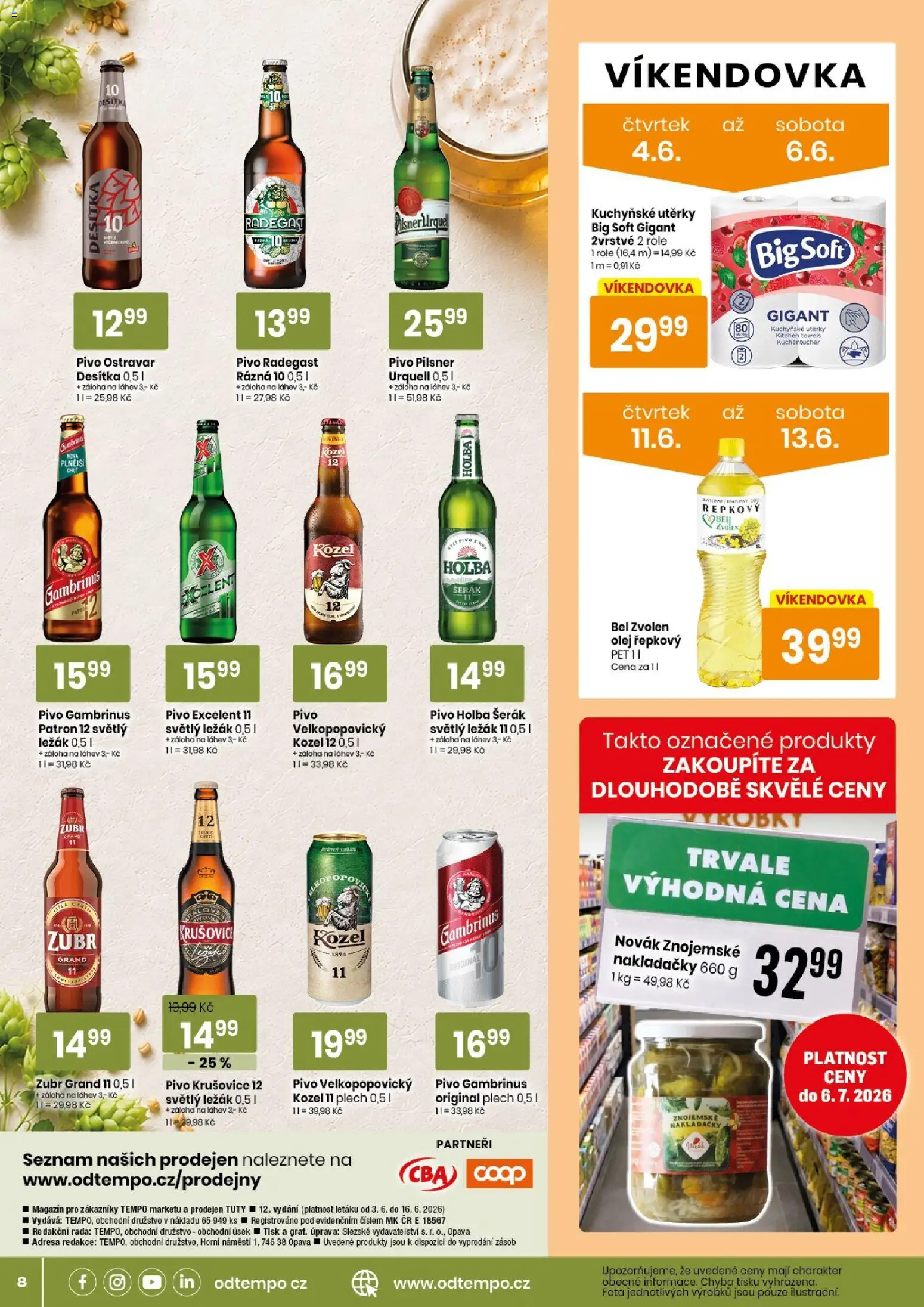 Tempo leták od 03.06.2026 | Strana: 8 | Produkty: Utěrky, Krušovice 12, Gambrinus, Láhev