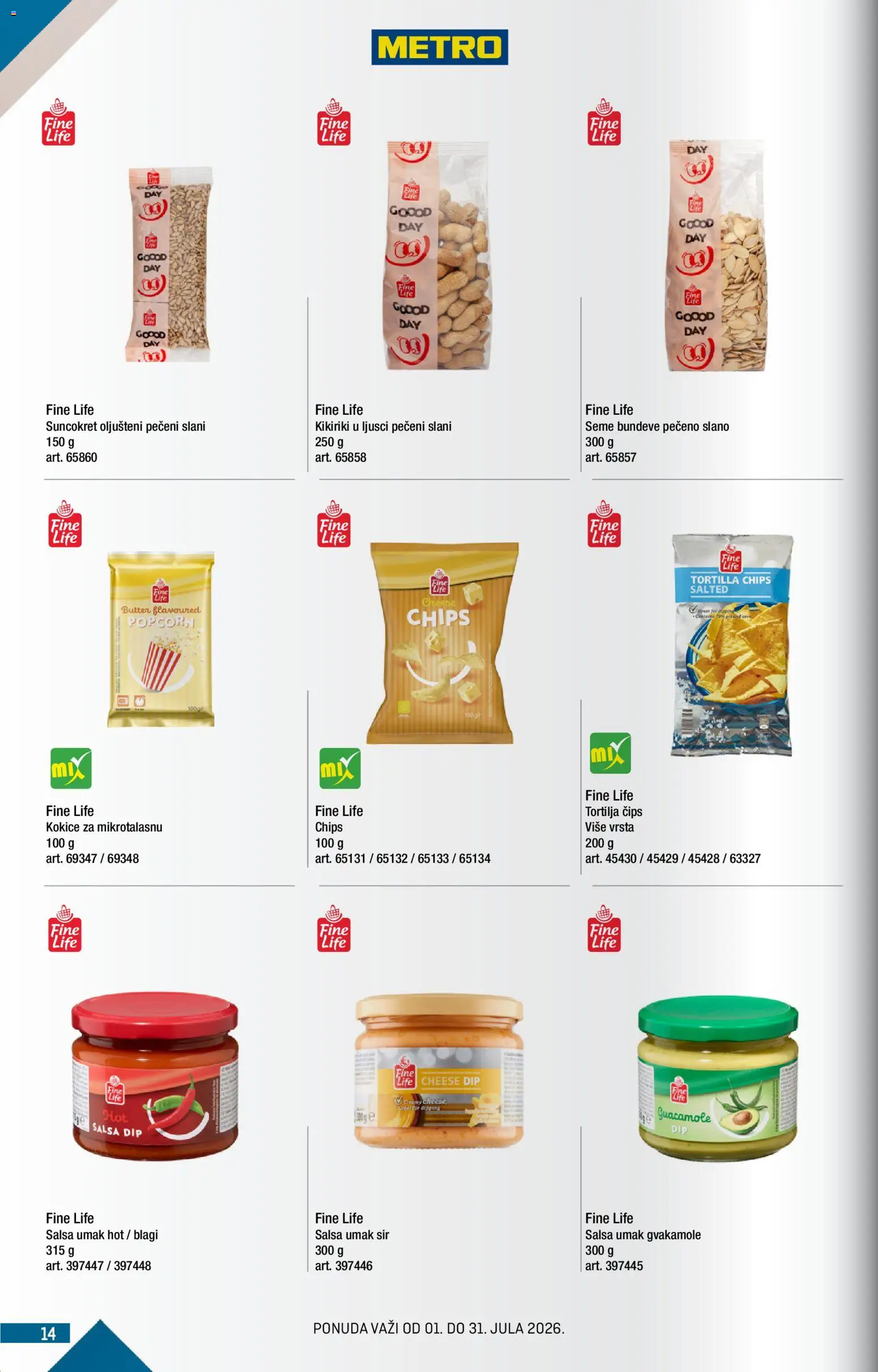 Metro katalog - važi od 01.07.2026 | Strana: 14 | Proizvode: Tortilja, Kikiriki, Tortilja čips, Popcorn