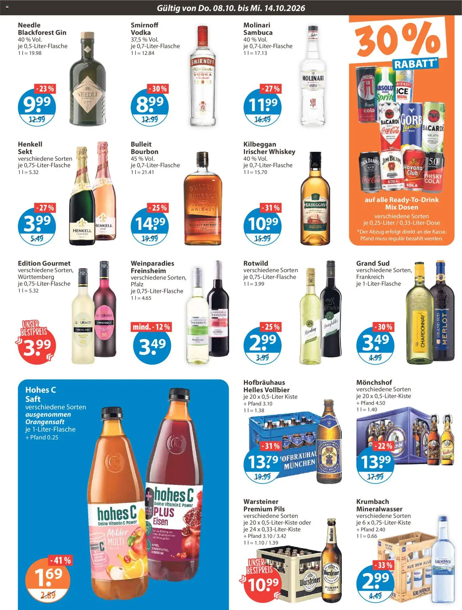 V-Markt Angebote – gültig ab 08.10.2026 | Seite: 9 | Produkte: Sprite, Grand sud, Saft, Gin