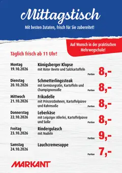 Markant Mittagstisch ab 19.10.2026 gültig