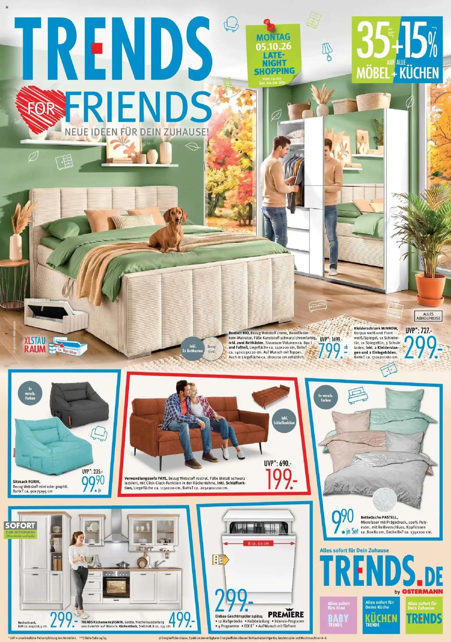 Trends Ostermann Trends: Neue Möbel wirken Wunder. (ab 03.10.2026) zum Blättern | Seite: 1 | Produkte: Sitzsack, Decke, Bettwäsche, Küche