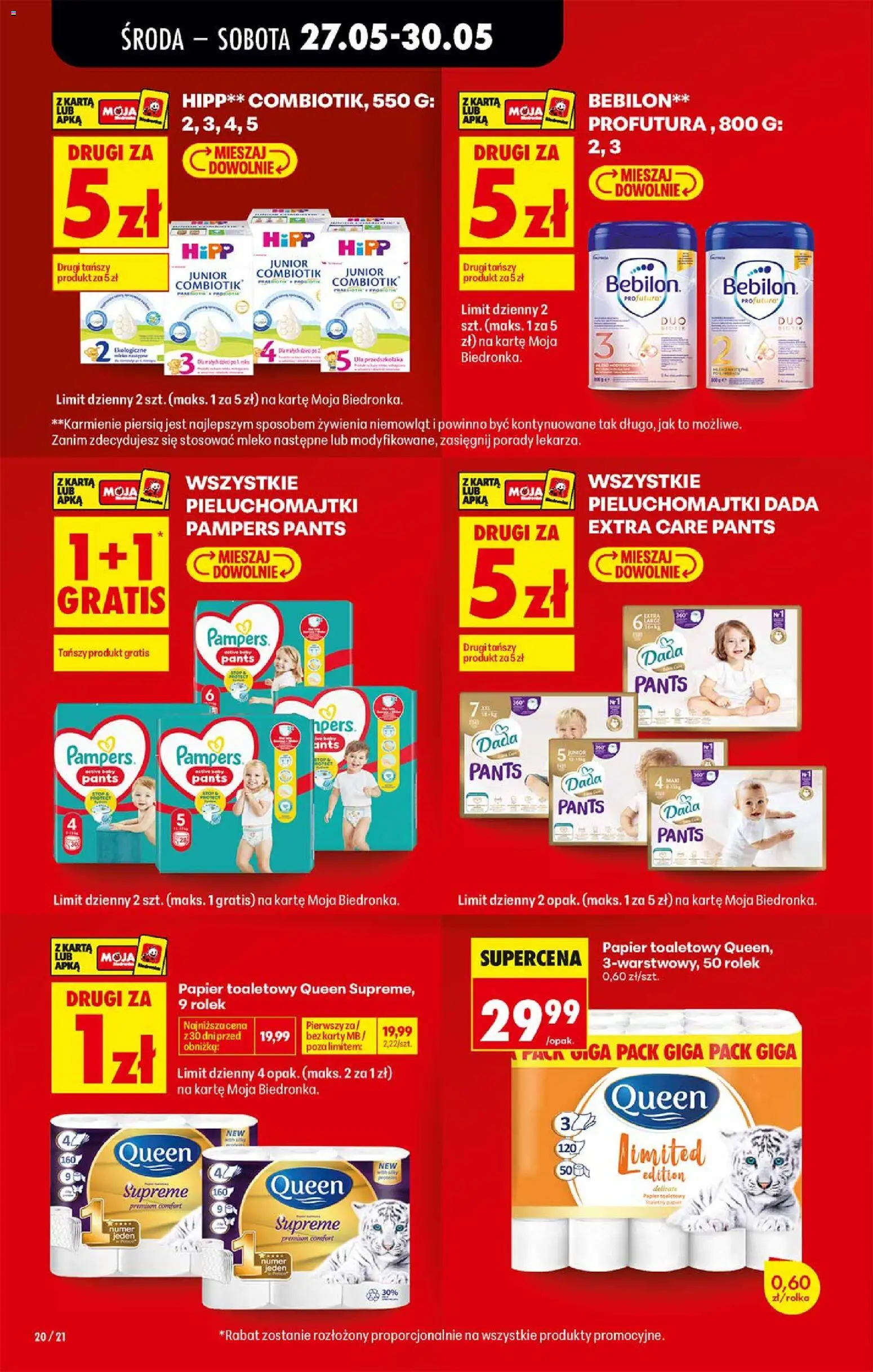 Biedronka gazetka od środy od 27.05.2026 | Strona: 20 | Produkty: Karta, Pampers, Pieluchomajtki, Mleko