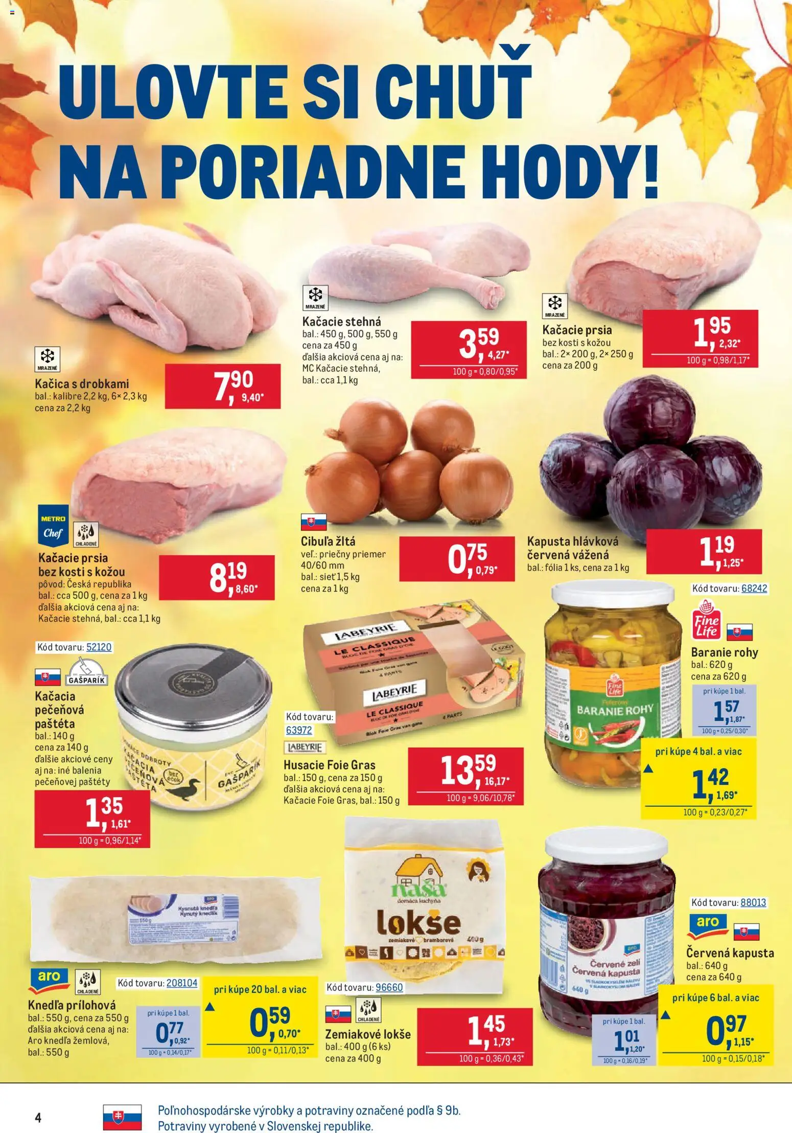 Nové Metro akcie – leták je platný od 07.10.2026 | Strana: 4 | Produkty: Kuchyňa, Kačacie stehná, Paštéta