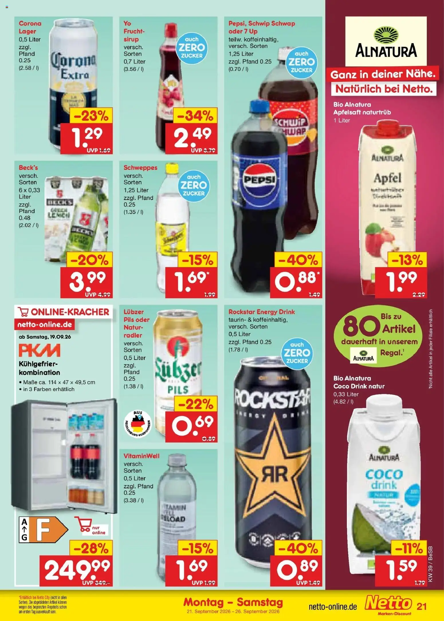 Netto Marken-Discount Prospekt Berlin-Prenzlauer Berg – gültig ab 21.09.2026 | Seite: 29 | Produkte: Rockstar energy, Rockstar, Äpfel, Zucker