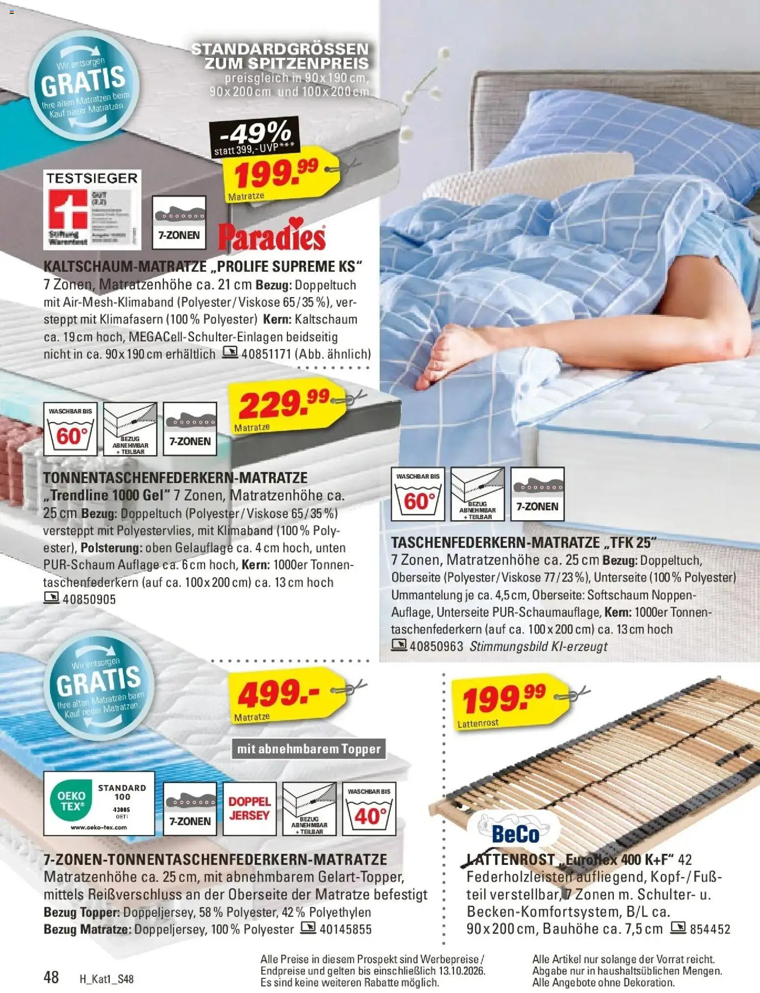 Höffner Prospekt Schönefeld – gültig ab 28.09.2026 | Seite: 48 | Produkte: Matratze, Lattenrost, Topper, Schulter