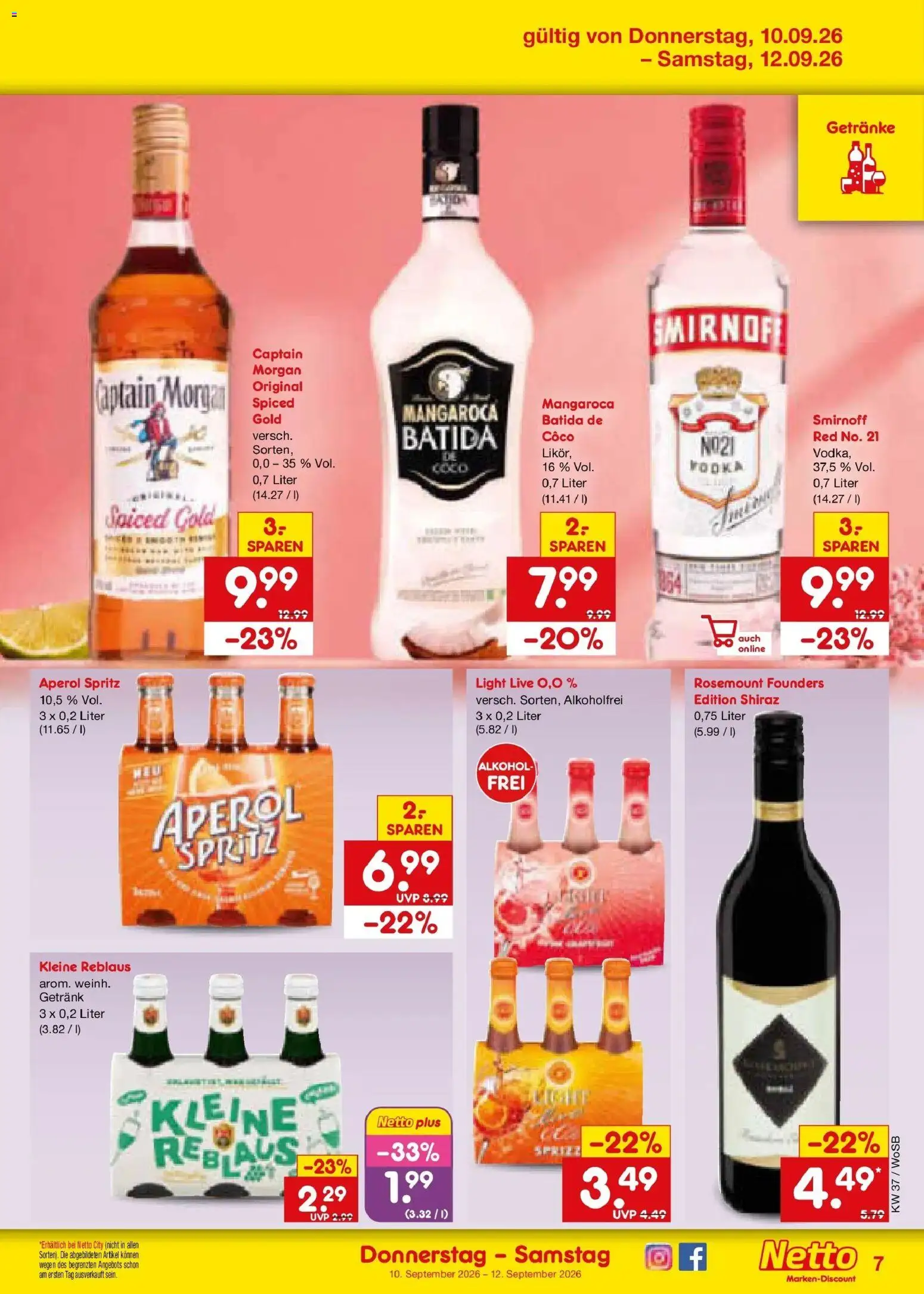 Netto Marken-Discount Prospekt Ludwigshafen-Edigheim – gültig ab 07.09.2026 | Seite: 55 | Produkte: Alkohol, Captain morgan, Aperol, Vodka