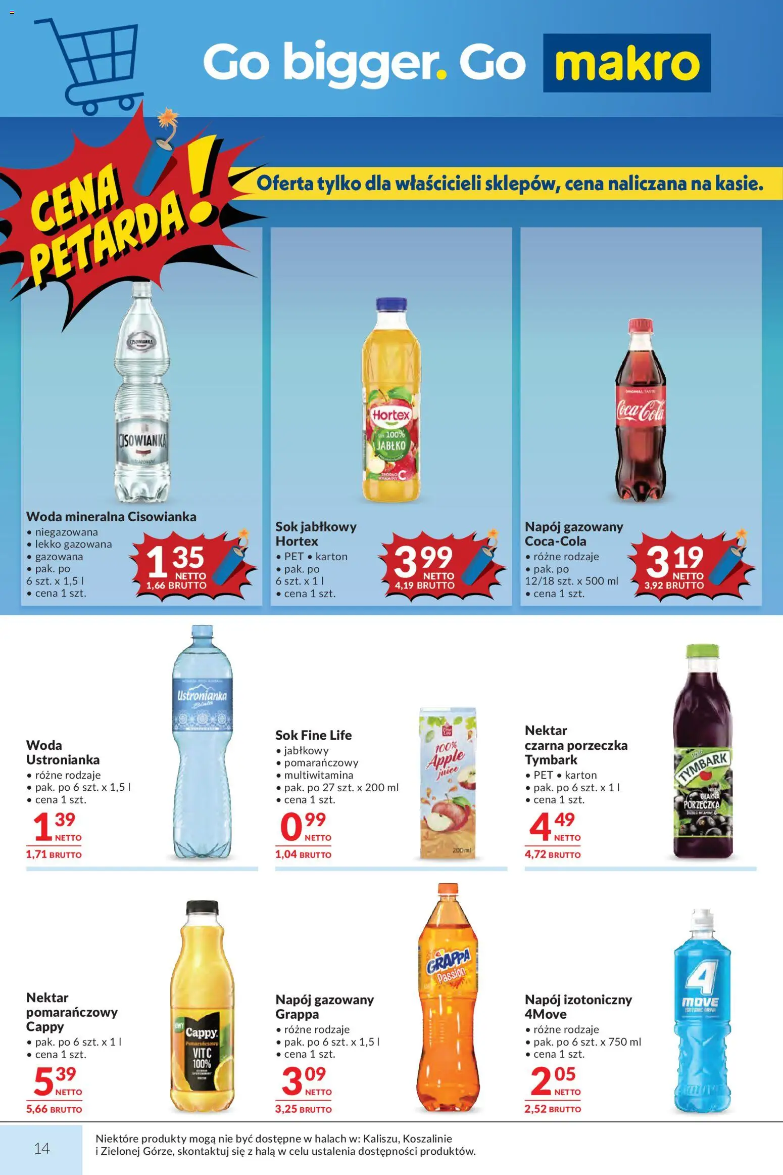 Makro gazetka od 09.06.2026 | Strona: 14 | Produkty: Sok jabłkowy, Porzeczka, Sok, Woda