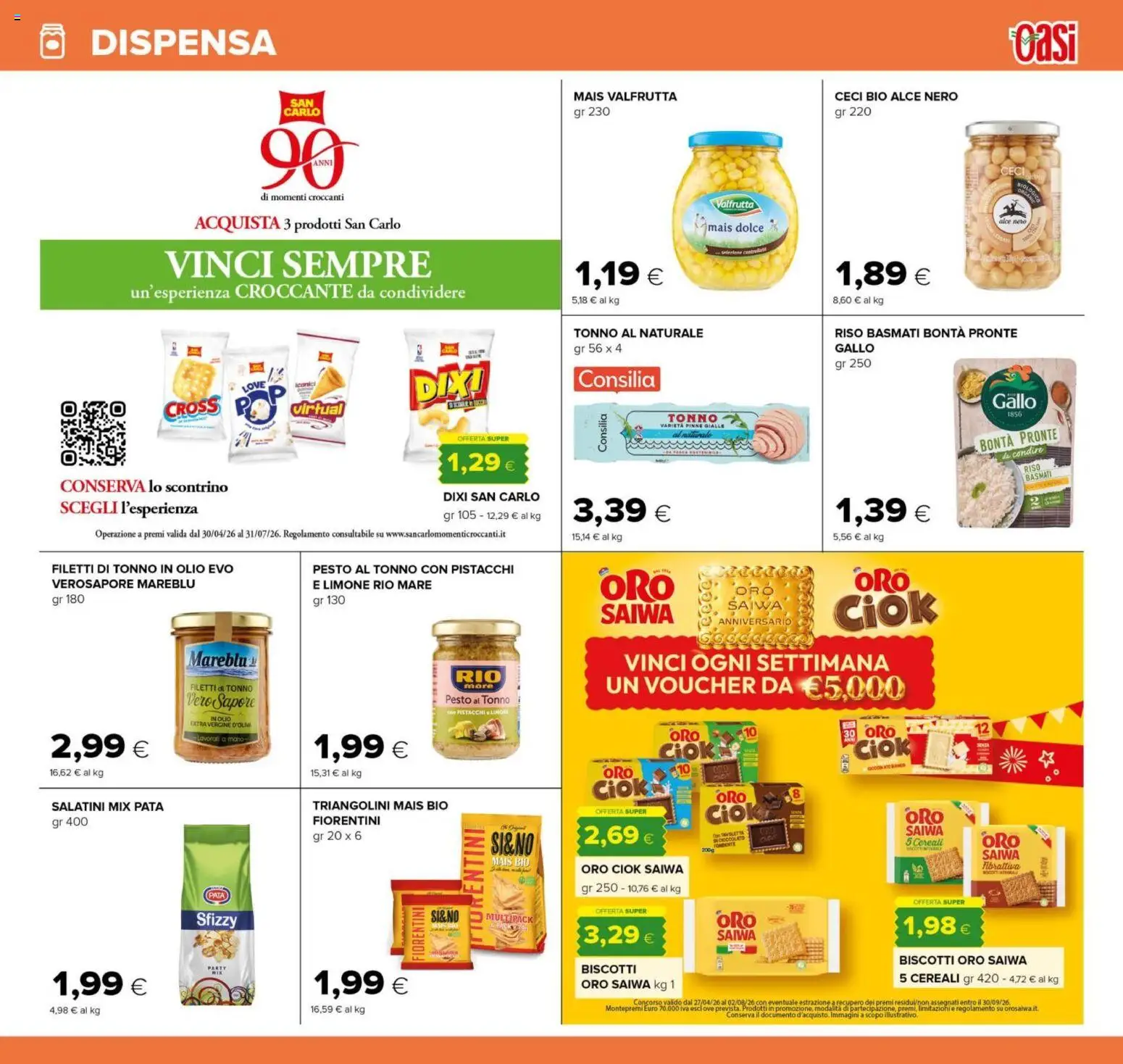 Volantino Oasi del 07.05.2026 | Pagina: 21 | Prodotti: Biscotti, Tonno, Tonno al naturale, Pistacchi