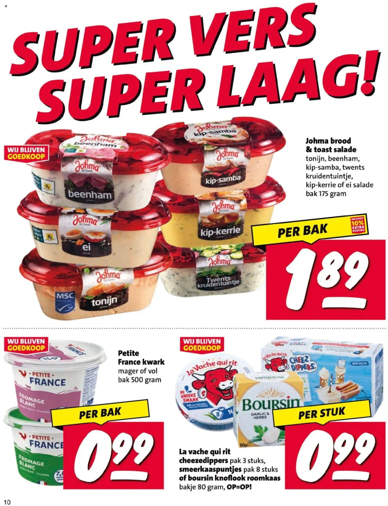 {H1} | Pagina: 10 | Producten: Toast, Kwark, Roomkaas, Knoflook