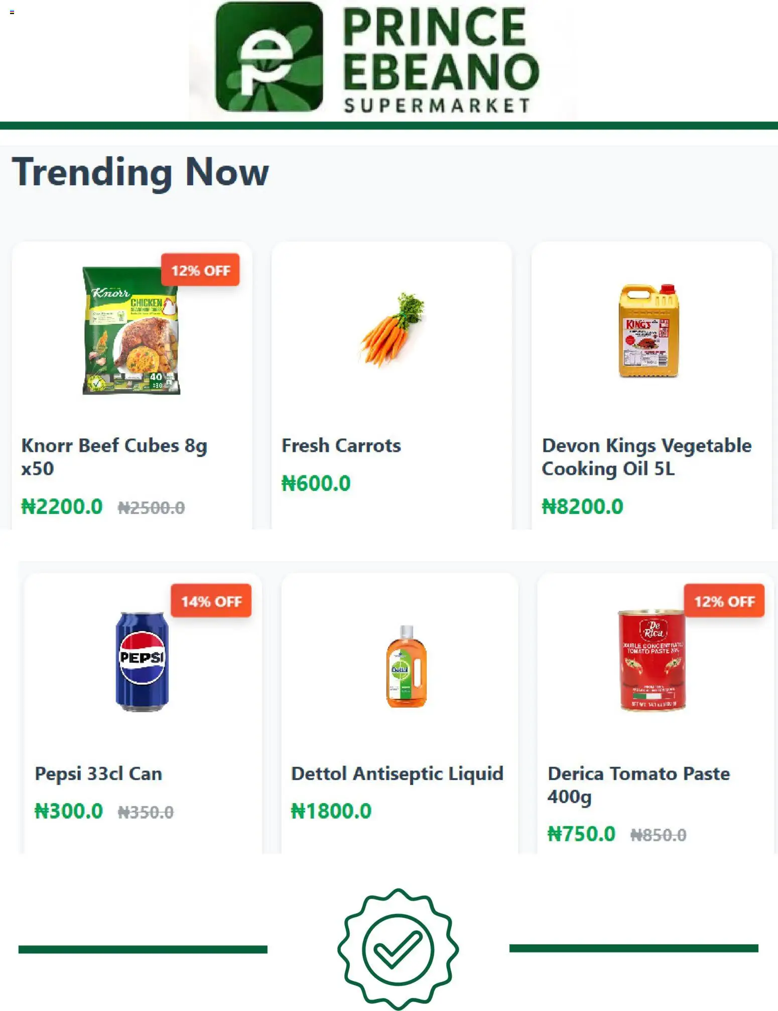 Prince Ebeano Supermarket Catalogue valid from 01/08/2026 | Page: 2 | Products: Carrots, Chicken, Harisnya, Oil