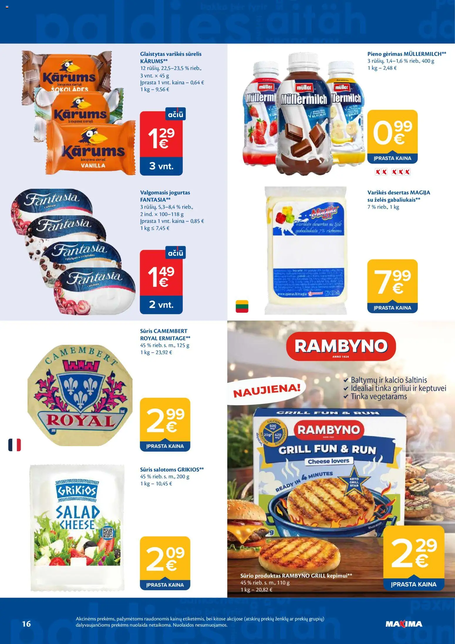 MAXIMA akcijos nuo 2026.08.11 | Puslapis: 16 | Prekių: Sūrelis, Jogurtas, Sūris