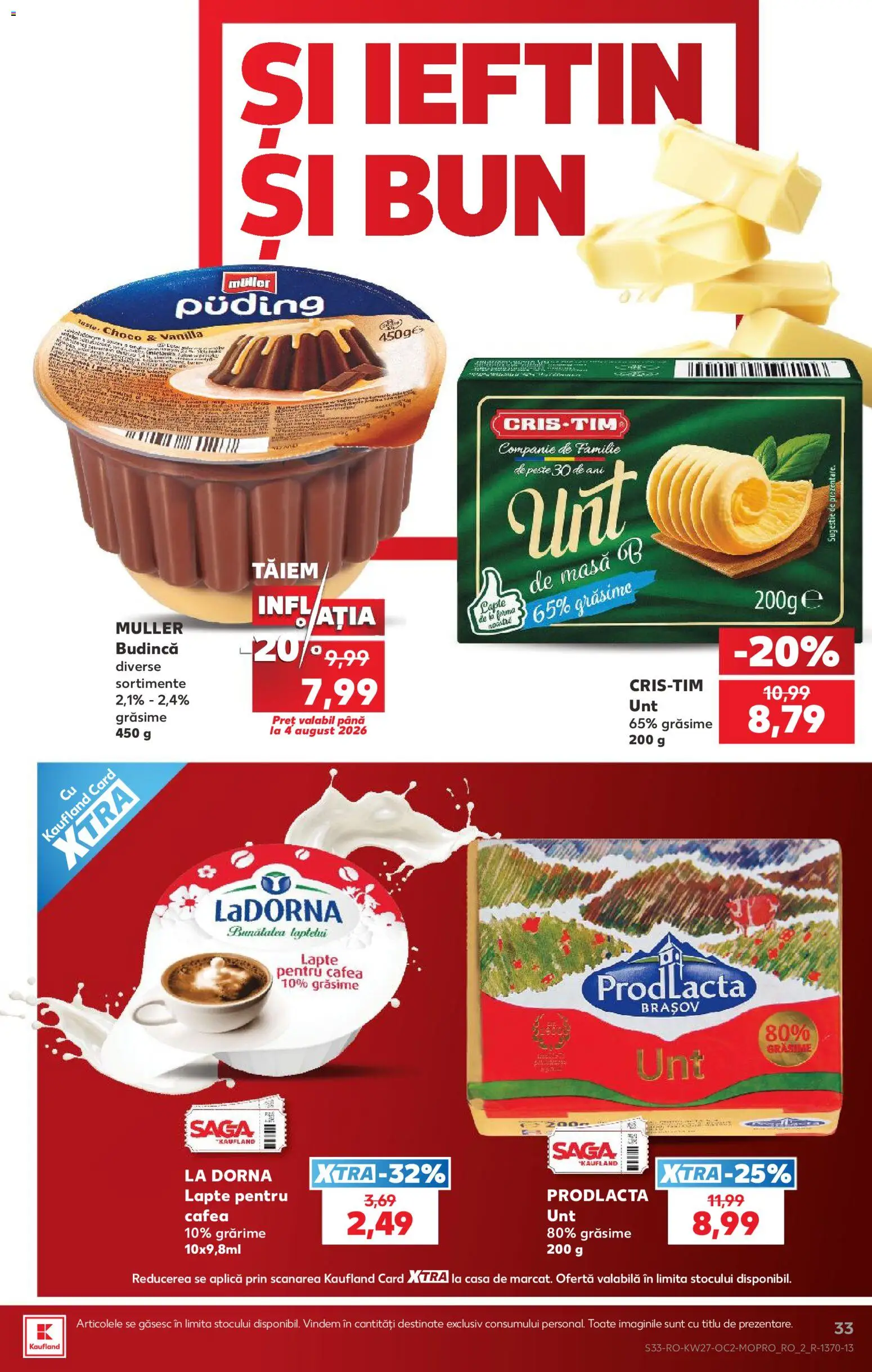 Noul catalog Kaufland – valabil de la 01.07.2026 | Pagină: 33 | Produse: Masă, Lapte, Cafea, Pește