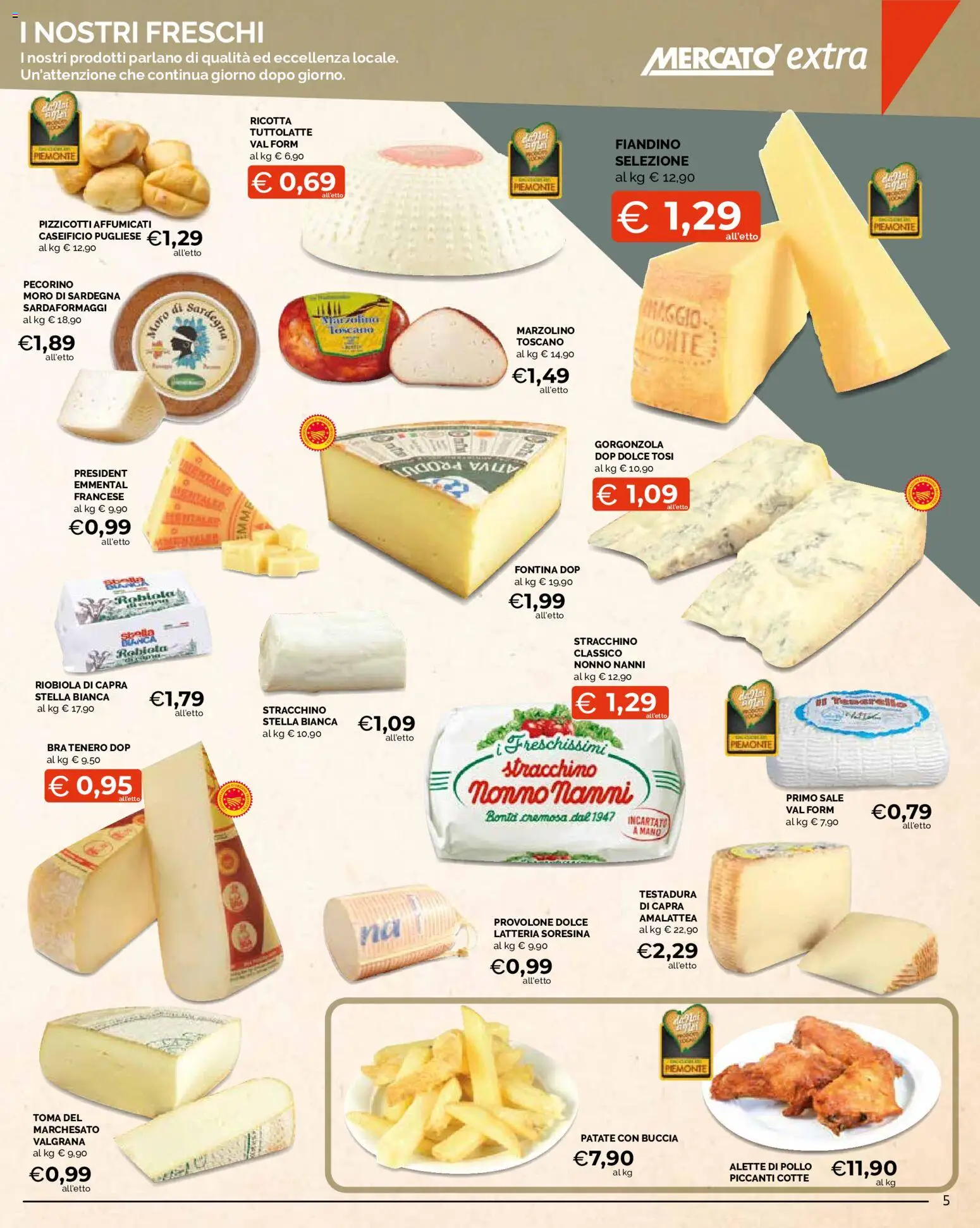 Volantino Mercatò del 12/10/2026 | Pagina: 5 | Prodotti: Provolone, Pollo, Patate, Emmental