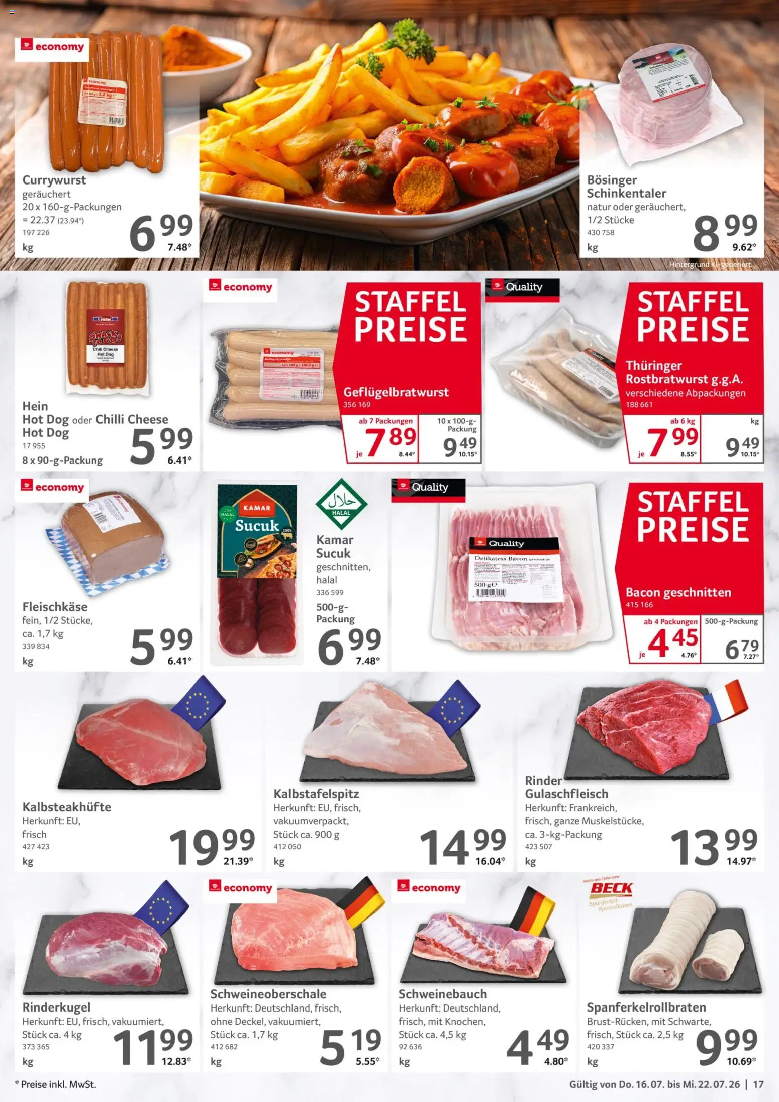 Selgros Prospekt – gültig ab 16.07.2026 | Seite: 17 | Produkte: Schweinebauch, Chili