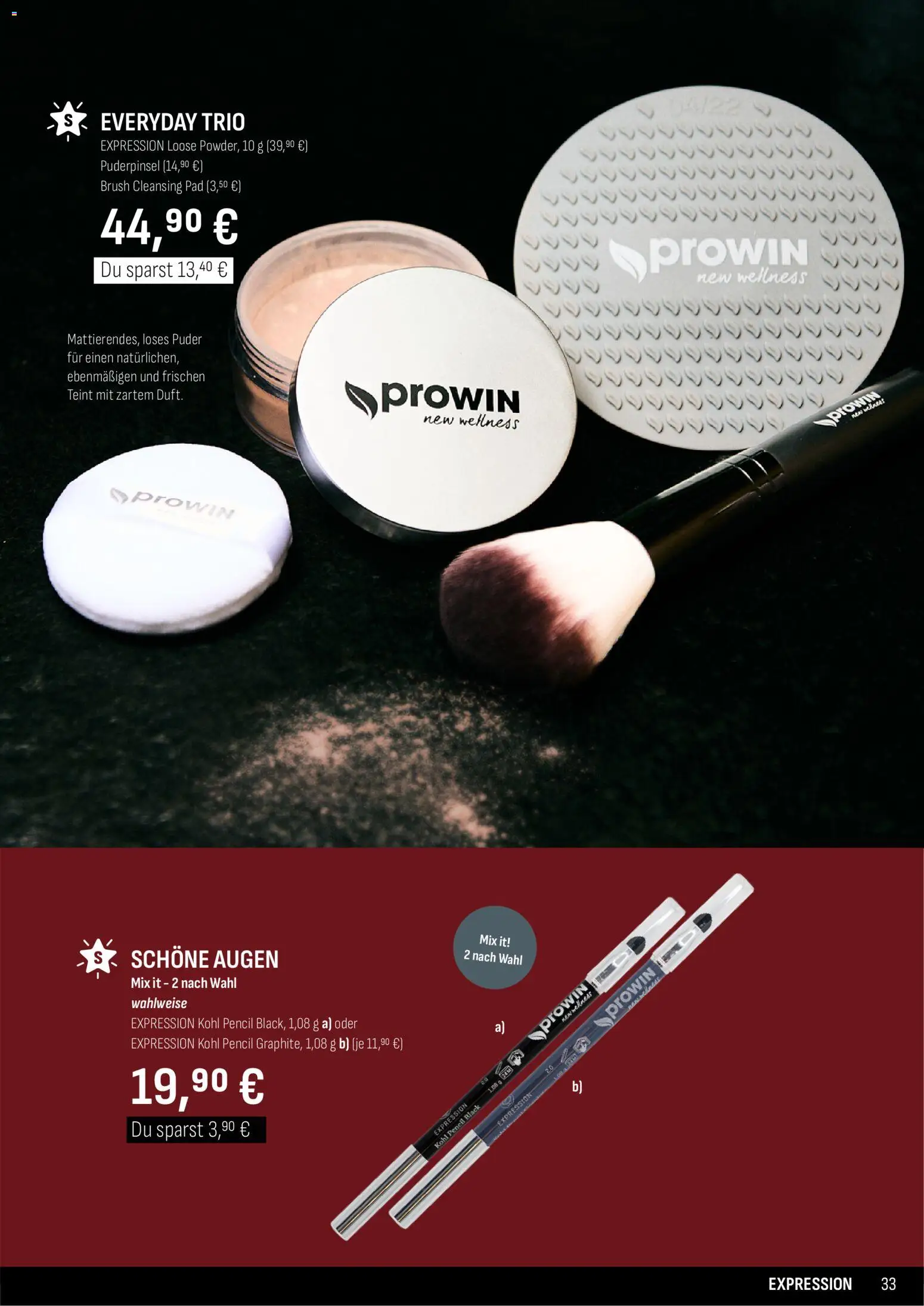 Katalog ProWin New Wellness April / September 2026 – gültig ab 01.04.2026 | Seite: 33 | Produkte: Puder, Puderpinsel