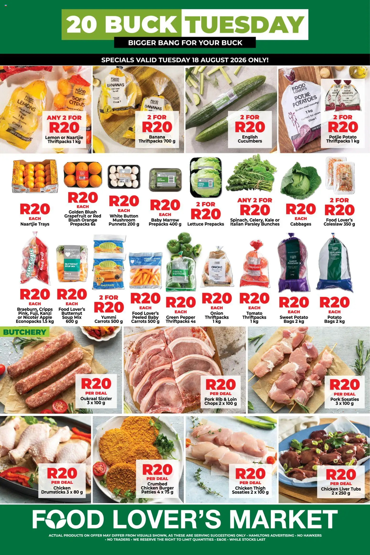 New Food Lover's Market catalogue – valid from 18/08/2026 | Page: 1 | Products: Chicken drumsticks, Chicken, Tomatoes, Sweet potatoes