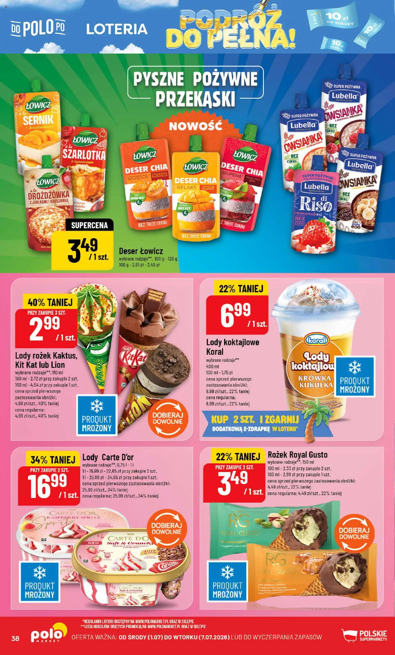 POLOmarket gazetka od 01.07.2026 | Strona: 38 | Produkty: Owsianka, Ryż, Kiwi, Lody