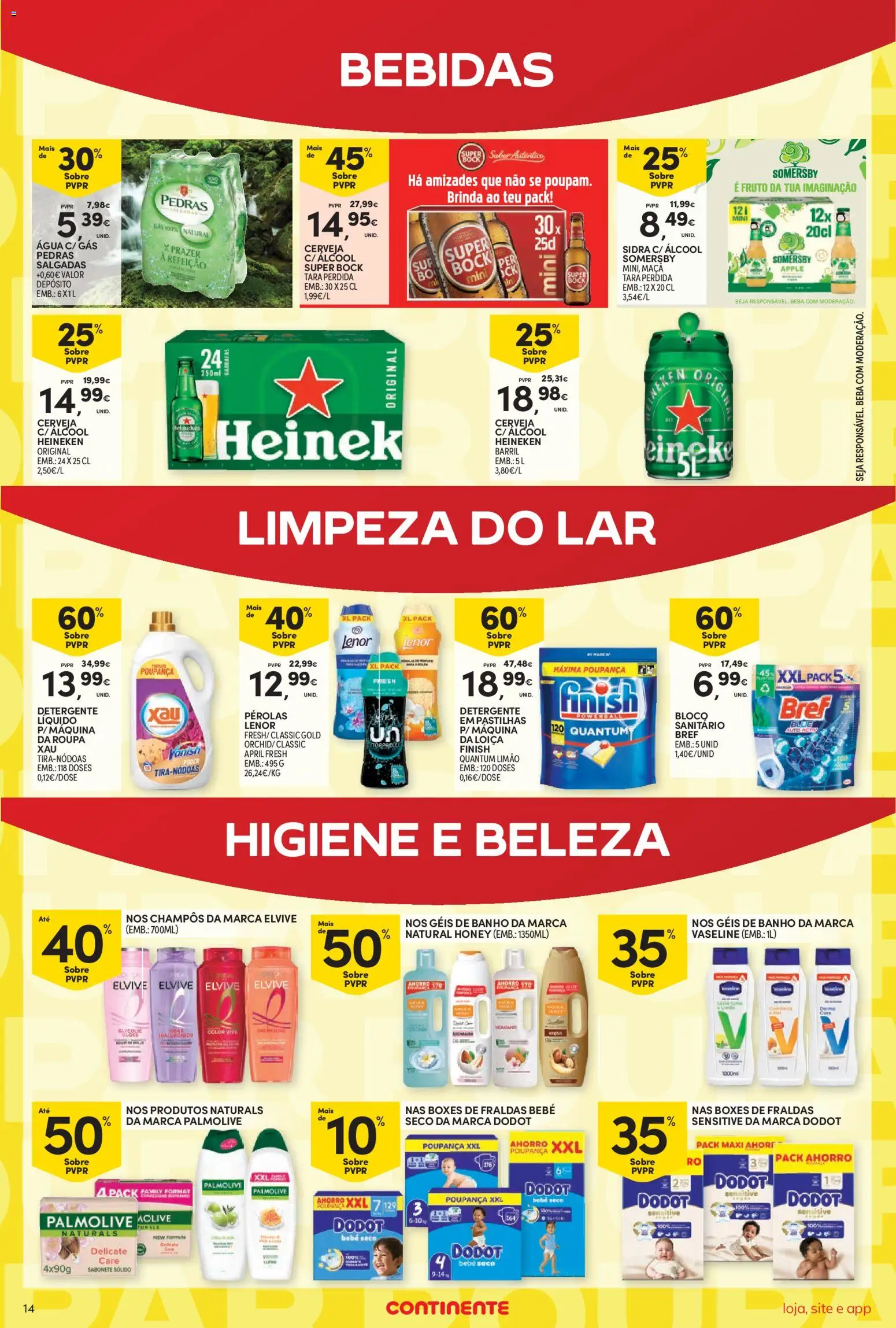 Continente folheto Bom Dia │ válido de 27/10/2026 | Página: 14 | Produtos: Bebidas, Detergente, Cerveja, Álcool