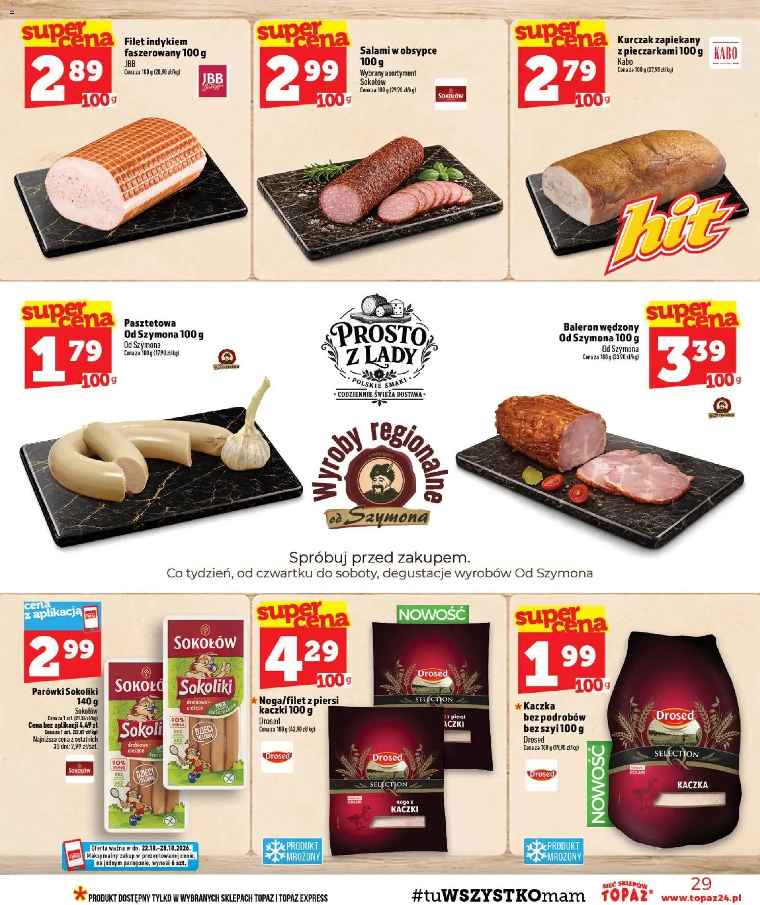 Topaz gazetka - MAZ od 22.10.2026 | Strona: 29 | Produkty: Piersi, Mięso, Kaczka, Noga z kaczki