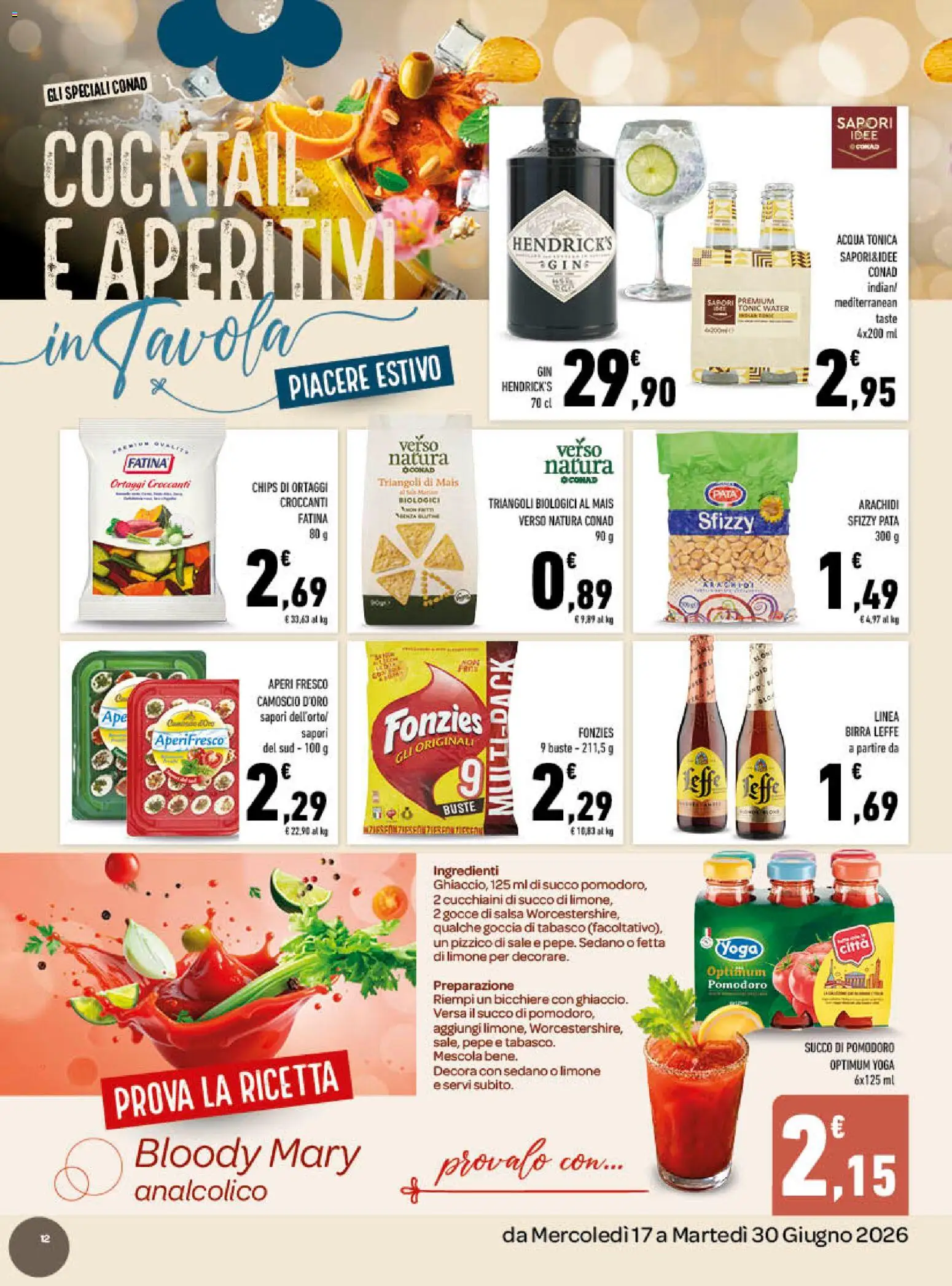Volantino Conad del 17.06.2026 | Pagina: 12 | Prodotti: Gin, Acqua tonica, Pomodoro, Mais