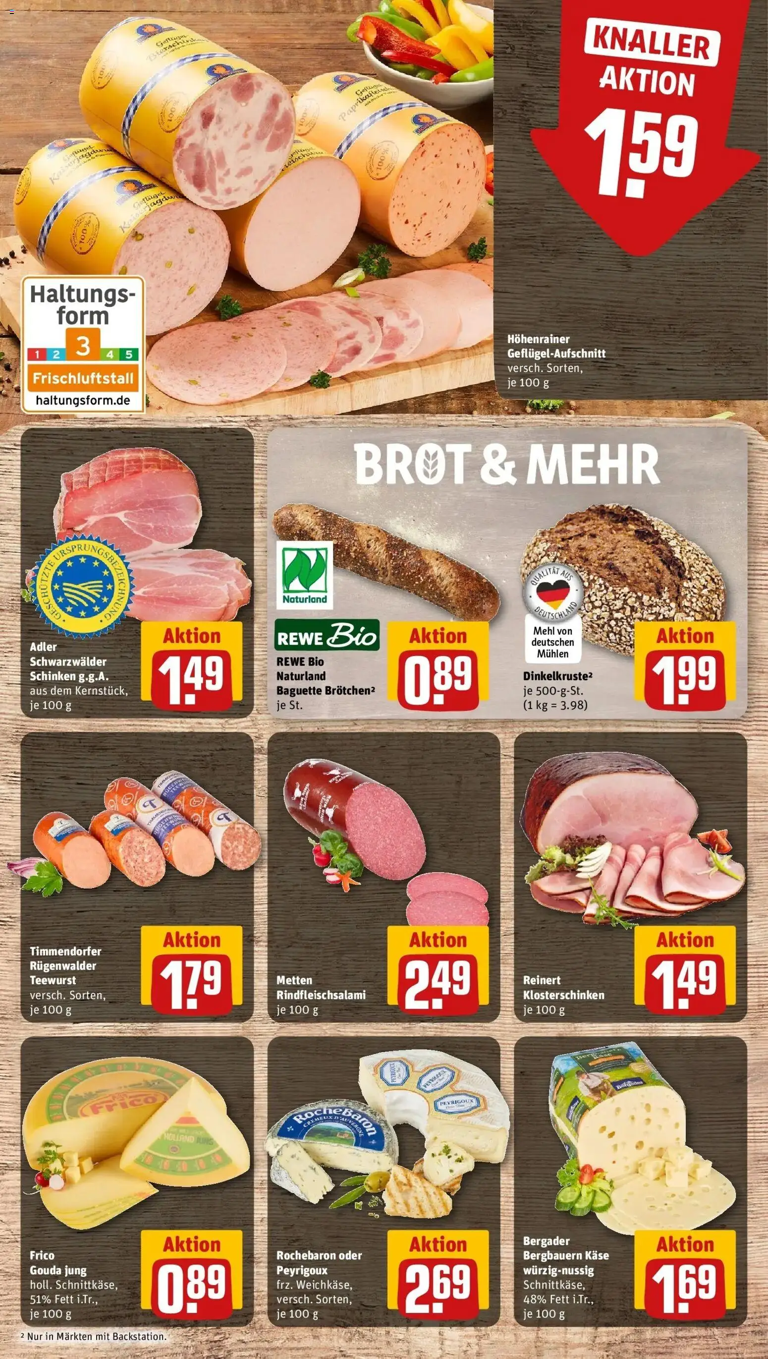 REWE Prospekt ab 21.09.2026 zum Blättern » Angebote | Seite: 15 | Produkte: Mehl, Käse, Baguette, Schinken