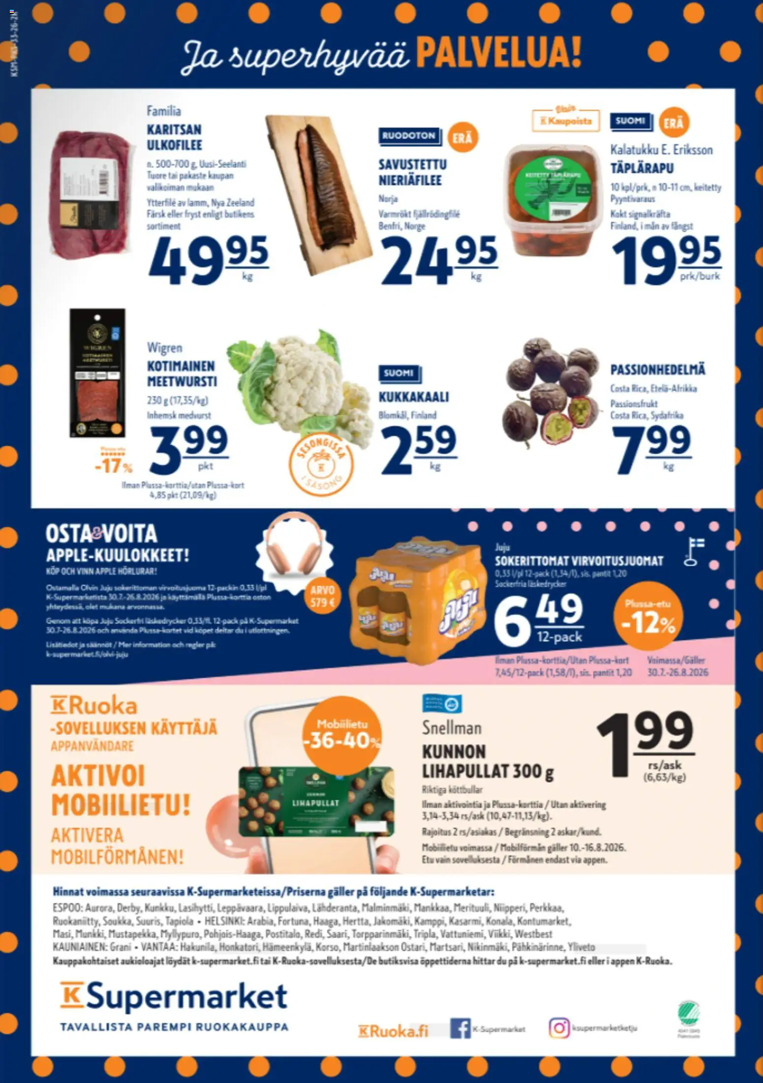 K-Supermarket tarjoukset – voimassa 13/08/2026 alkaen | Sivu: 4 | Tuotteet: Virvoitusjuomat, Passionhedelmä, Kukkakaali