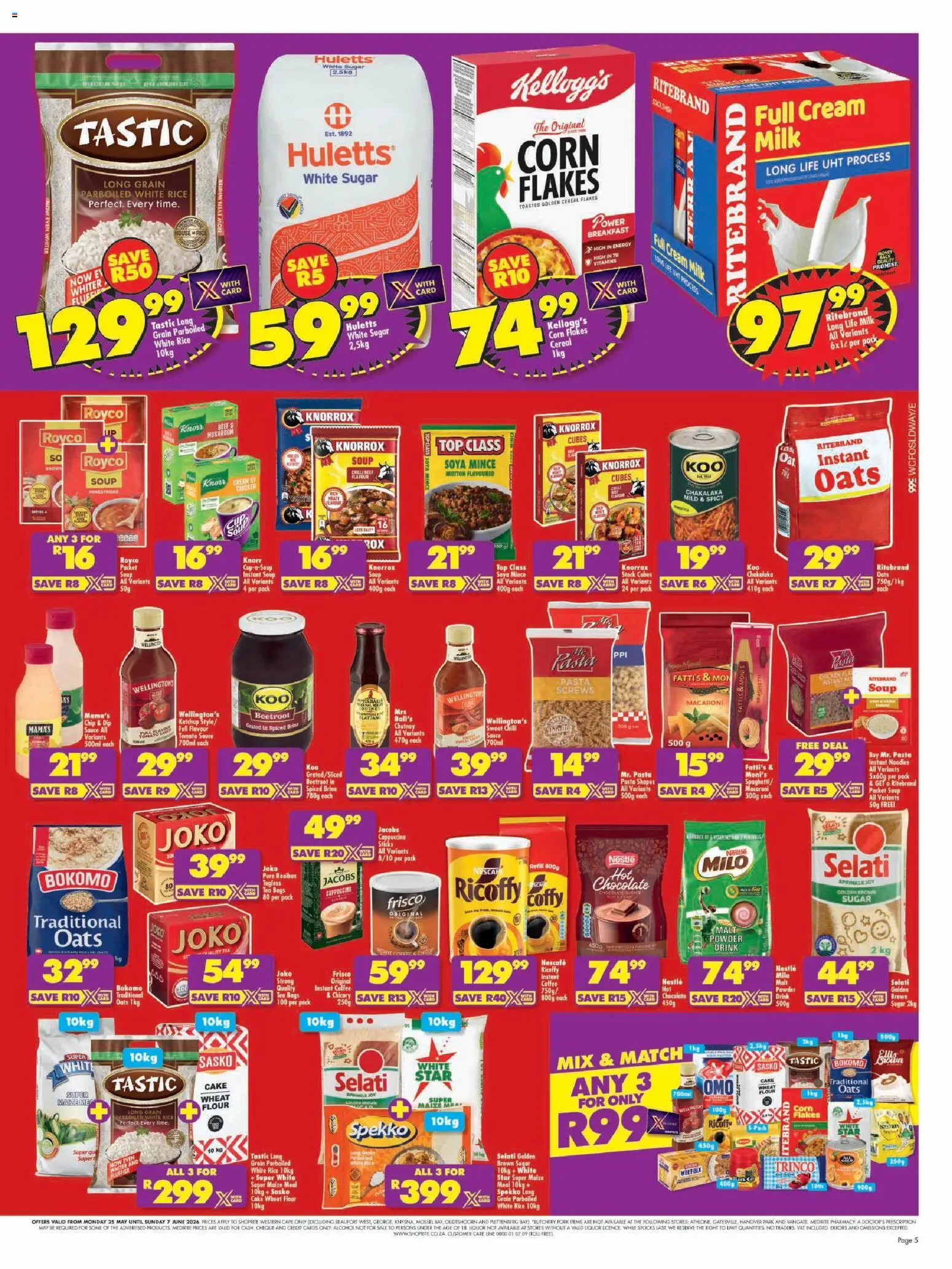 New Shoprite catalogue – valid from 25.05.2026 | Page: 5 | Products: Coffee, Tomato sauce, Sauce, Estuche organizador de viaje