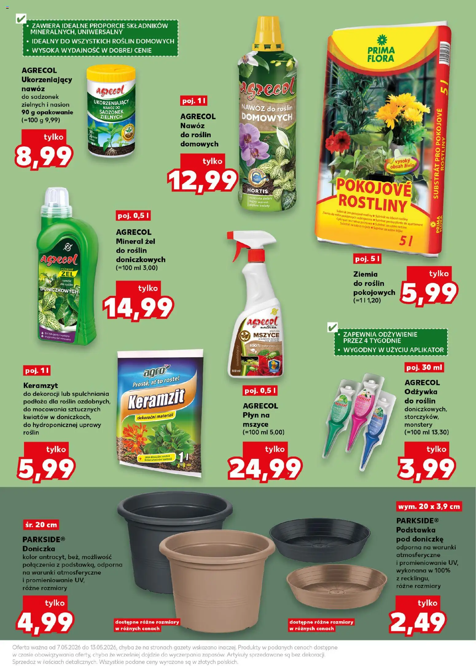 Kaufland Polsko leták - Wiosenne inspiracje od 07.05.2026 | Strana: 9 | Produkty: Substrát, Rostliny, Pokojové rostliny, Flora