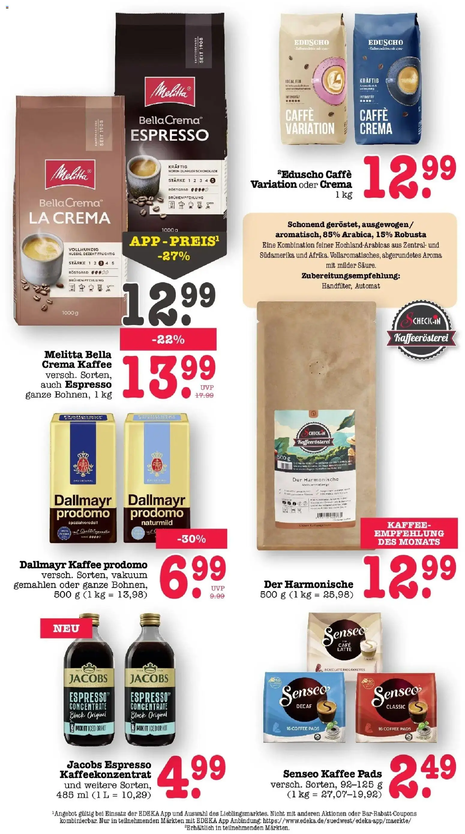Edeka Prospekt Bühlertal – gültig ab 27.07.2026 | Seite: 39 | Produkte: Melitta, Schokolade, Dallmayr prodomo, Eduscho