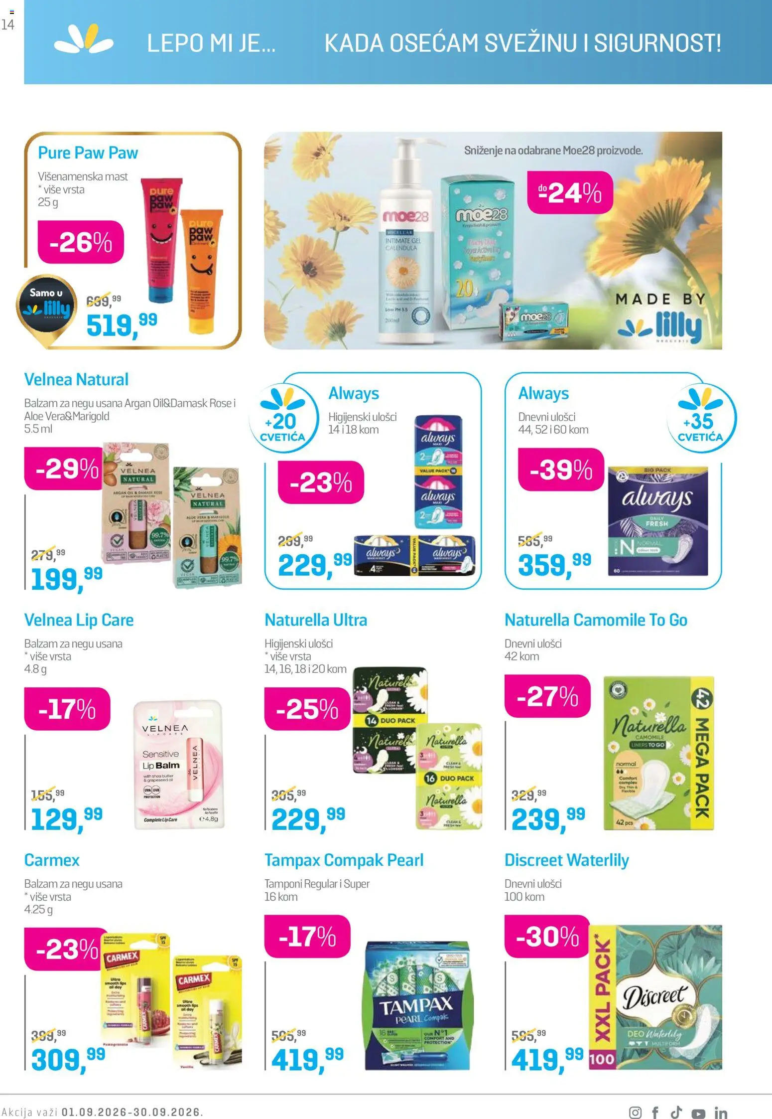 Lilly drogerie katalog - važi od 01.09.2026 | Strana: 14 | Proizvode: PC, Mast, Balzam, Carmex