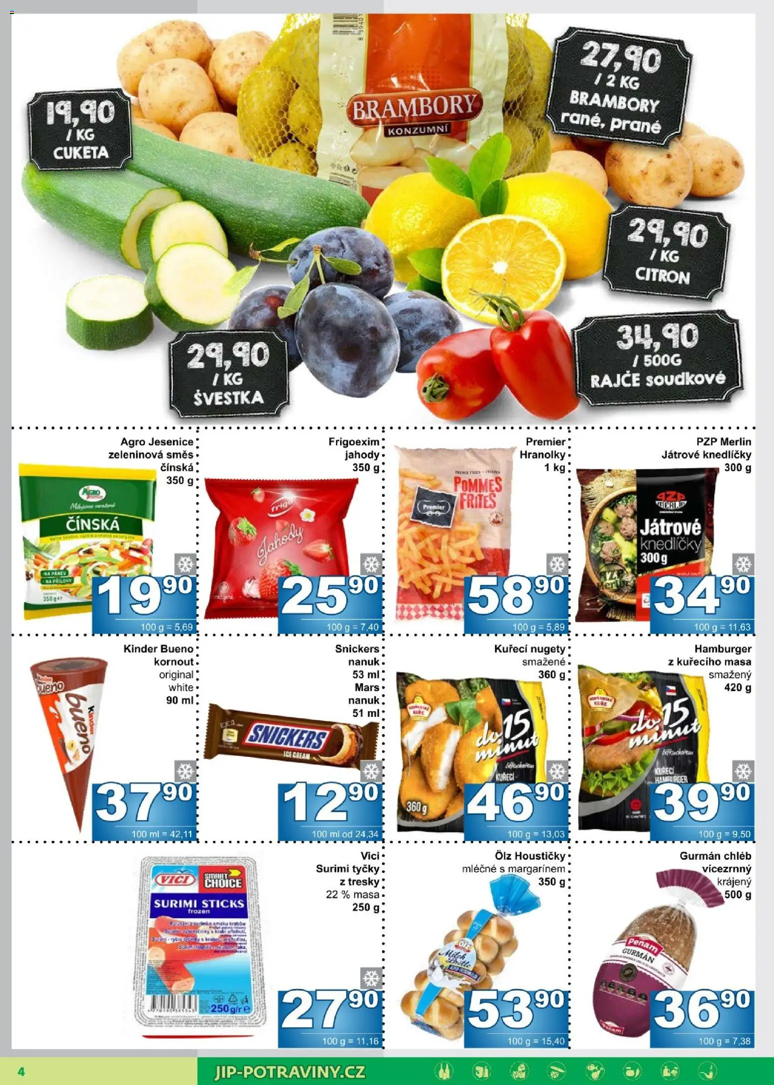 Jip leták od 26.08.2026 | Strana: 4 | Produkty: Citron, Surimi, Kinder, Snickers