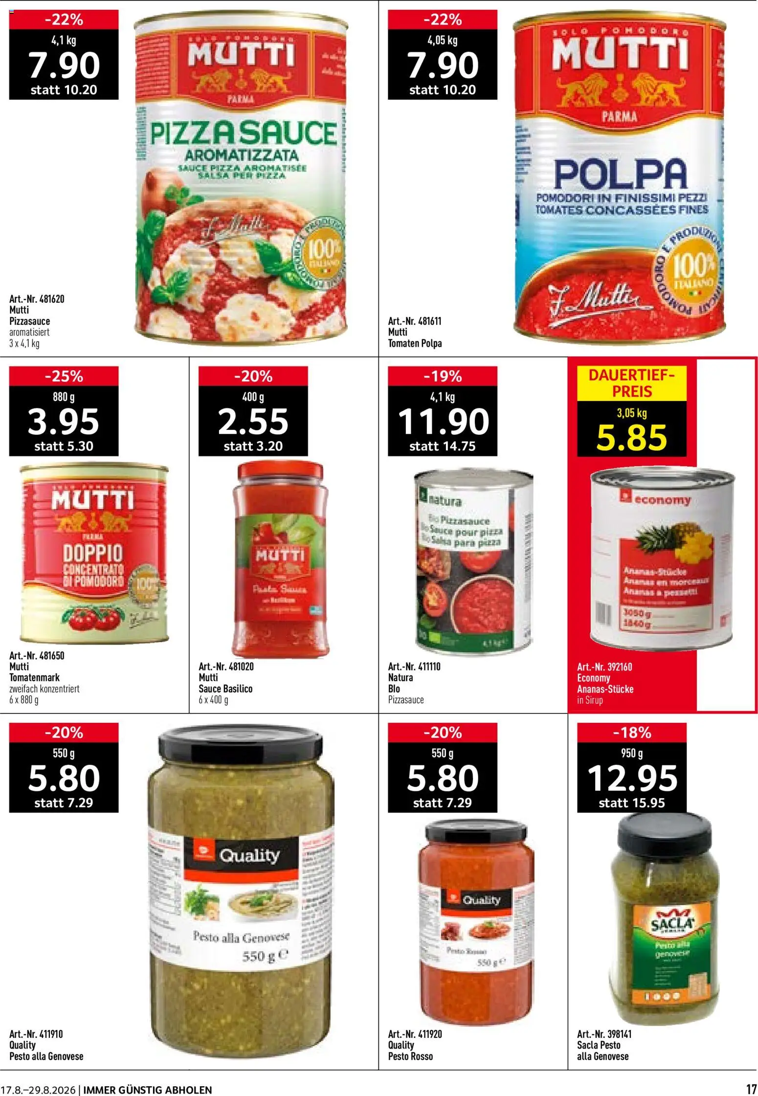 Prodega aktionen Ciao Hola Ola – gültig ab 17.08.2026 | Seite: 17 | Produkte: Sirup, Pizza, Tomaten, Ananas