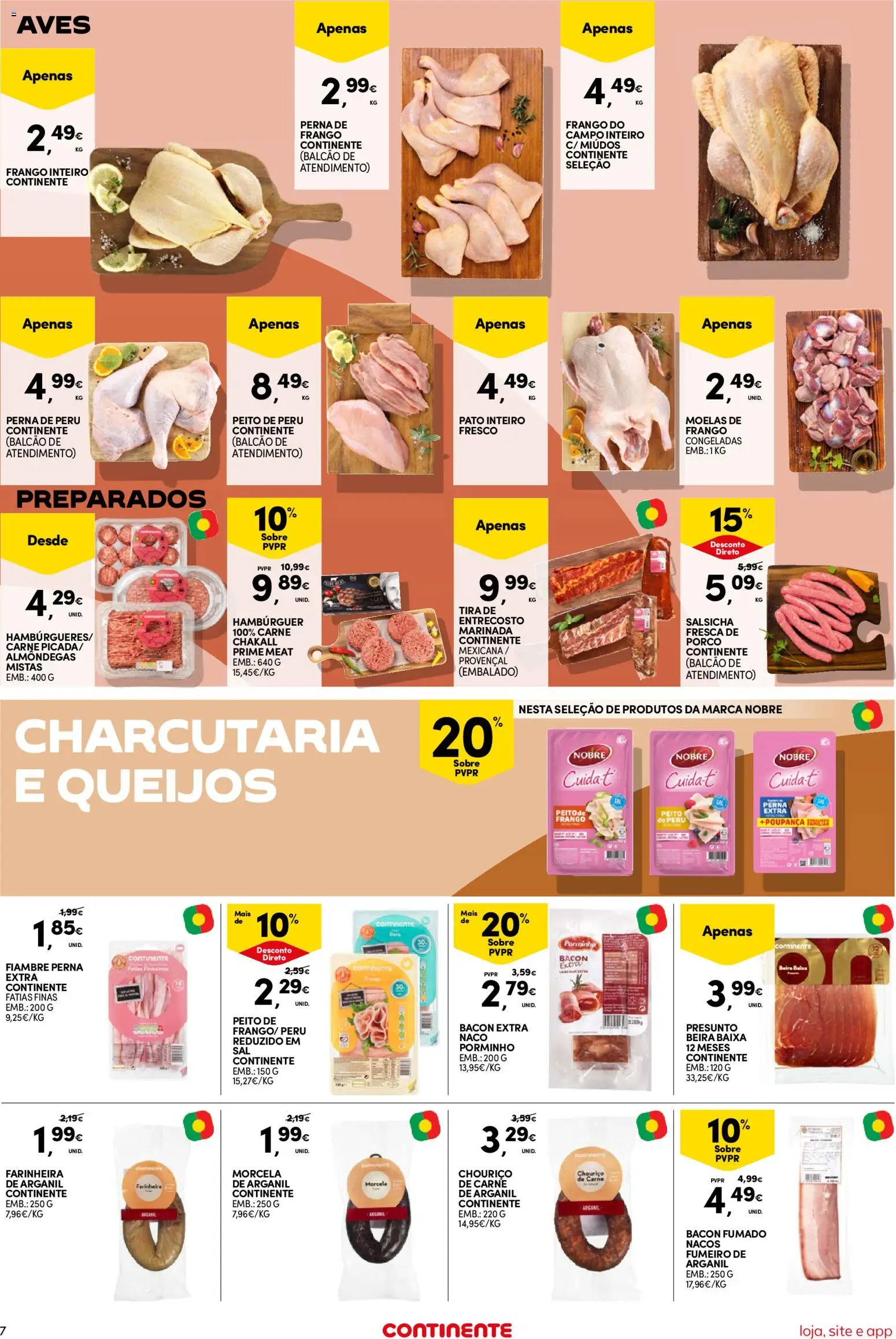 Continente Semanal Continente Bom Dia │ válido de 21.04.2026 | Página: 7 | Produtos: Peru, Hambúrguer, Presunto, Moelas