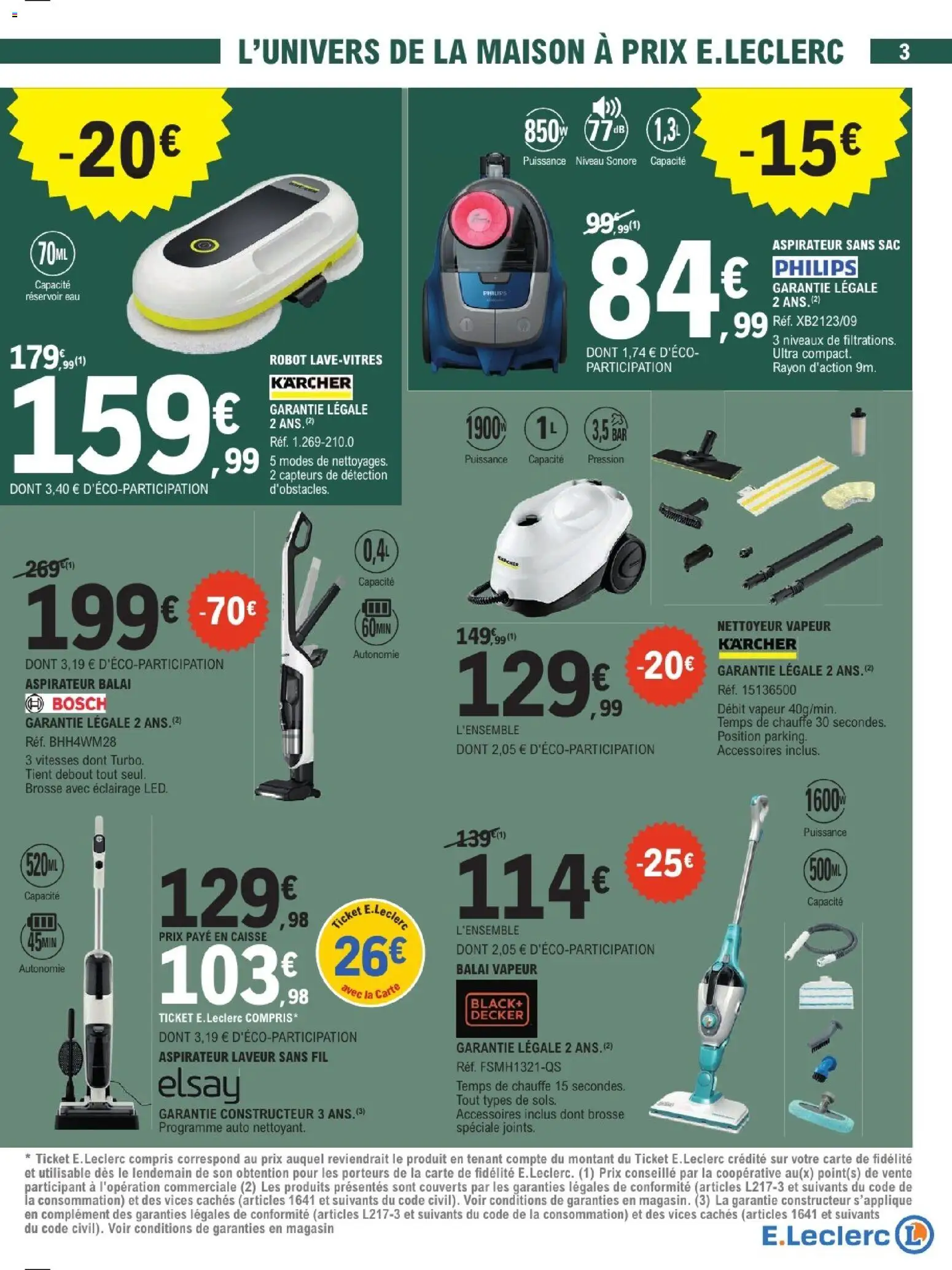 {H1} | Page: 3 | Produits: Aspirateur, Robot, Karcher, Balai vapeur