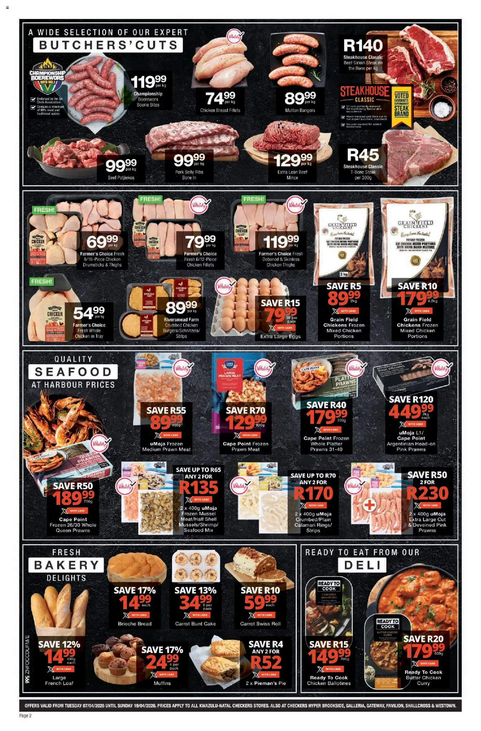 New Checkers catalogue – valid from 07.04.2026 | Page: 2 | Products: Muffins, Tray, Bakery, Bread