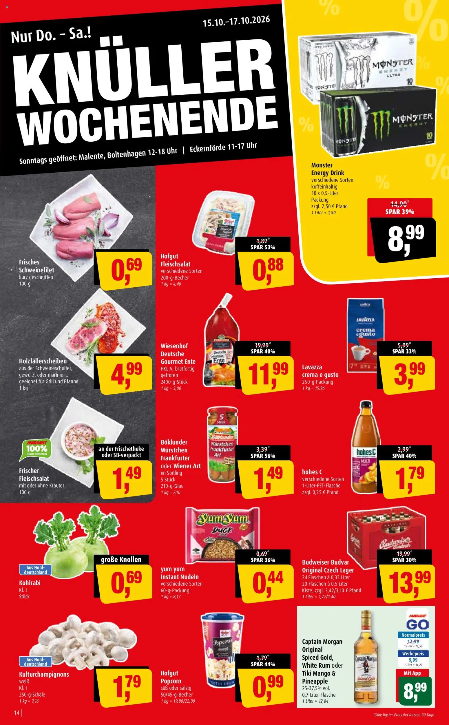 Markant Prospekt – gültig ab 12.10.2026 | Seite: 14 | Produkte: Lavazza, Monster, Nudeln, Popcorn