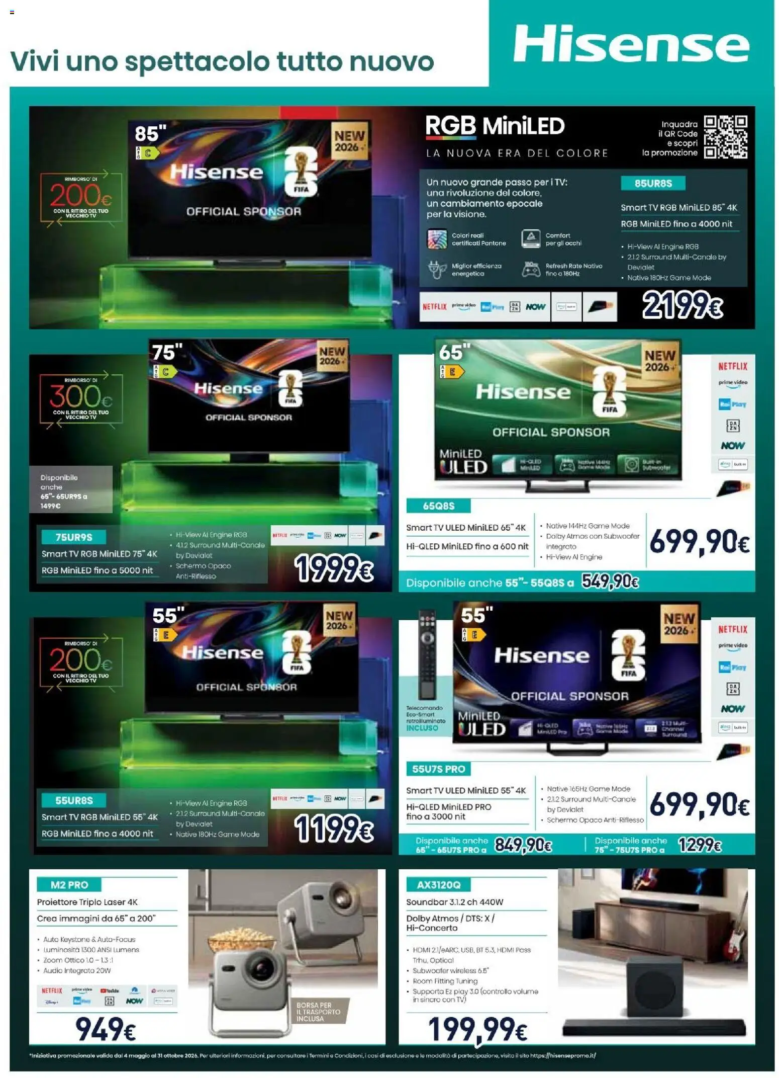 Volantino Unieuro del 07/09/2026 | Pagina: 7 | Prodotti: Schermo, Soundbar, Video, Audio